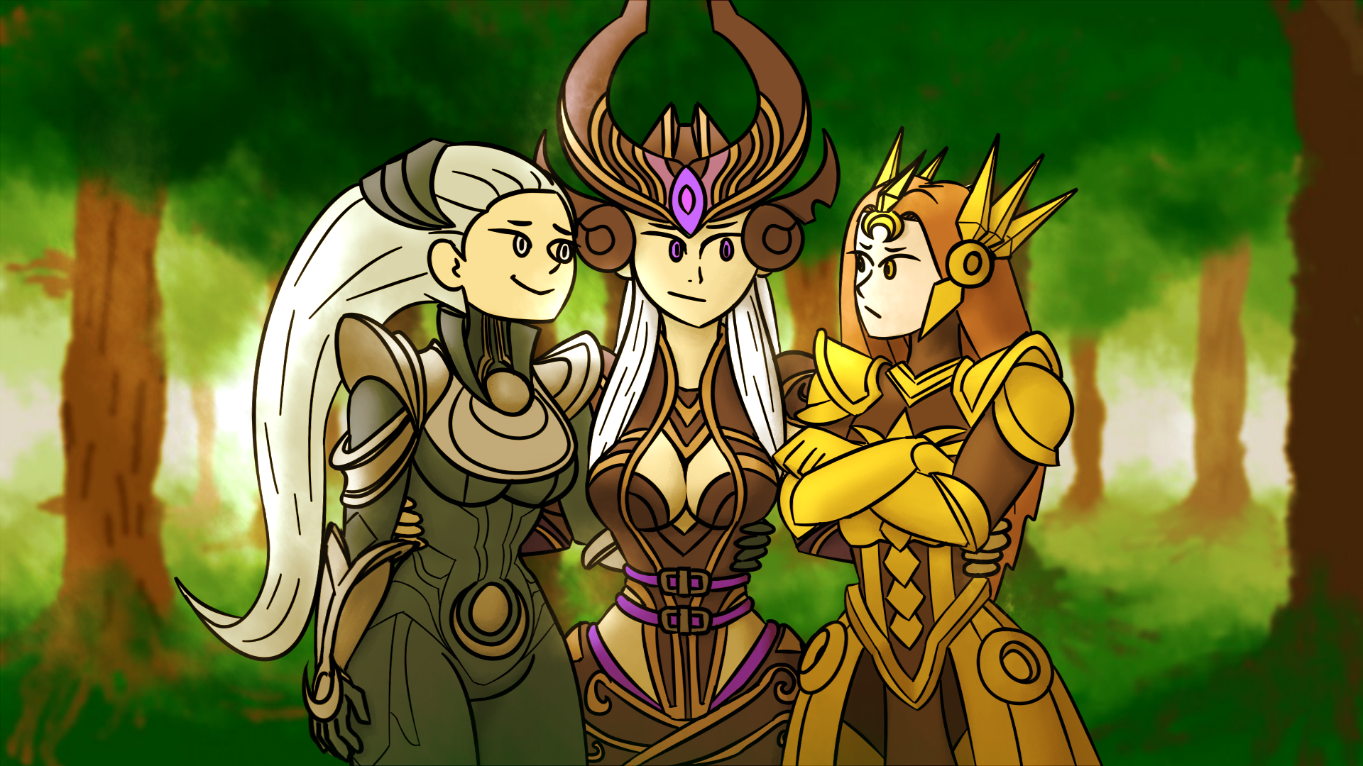 diana__syndra__leona_trying_to_be_friends_by_woken par Wokenn