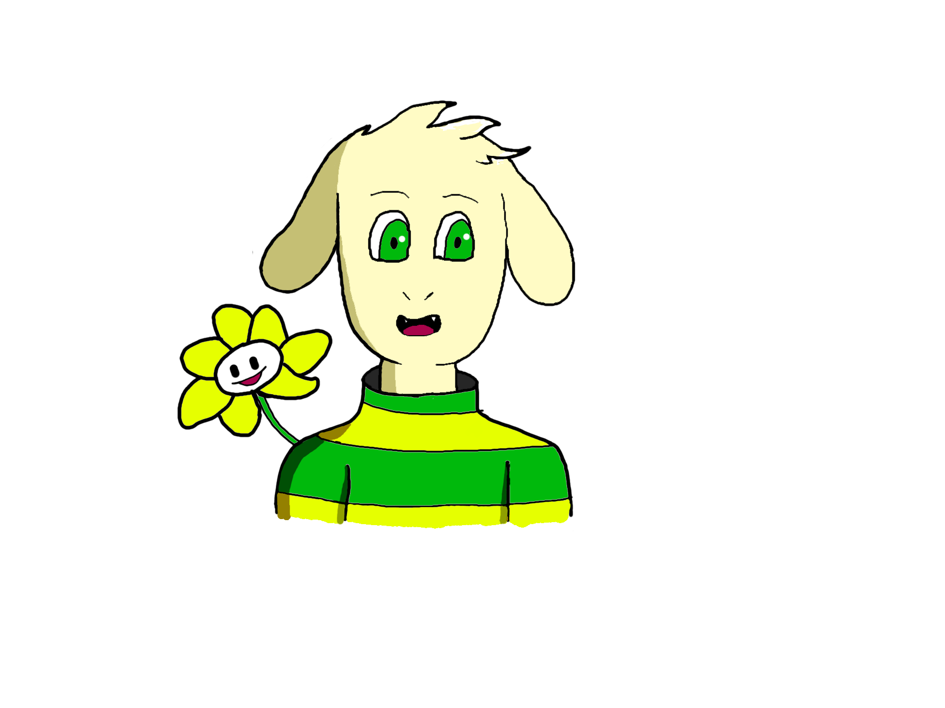Asriel et Flowey par Dessipra