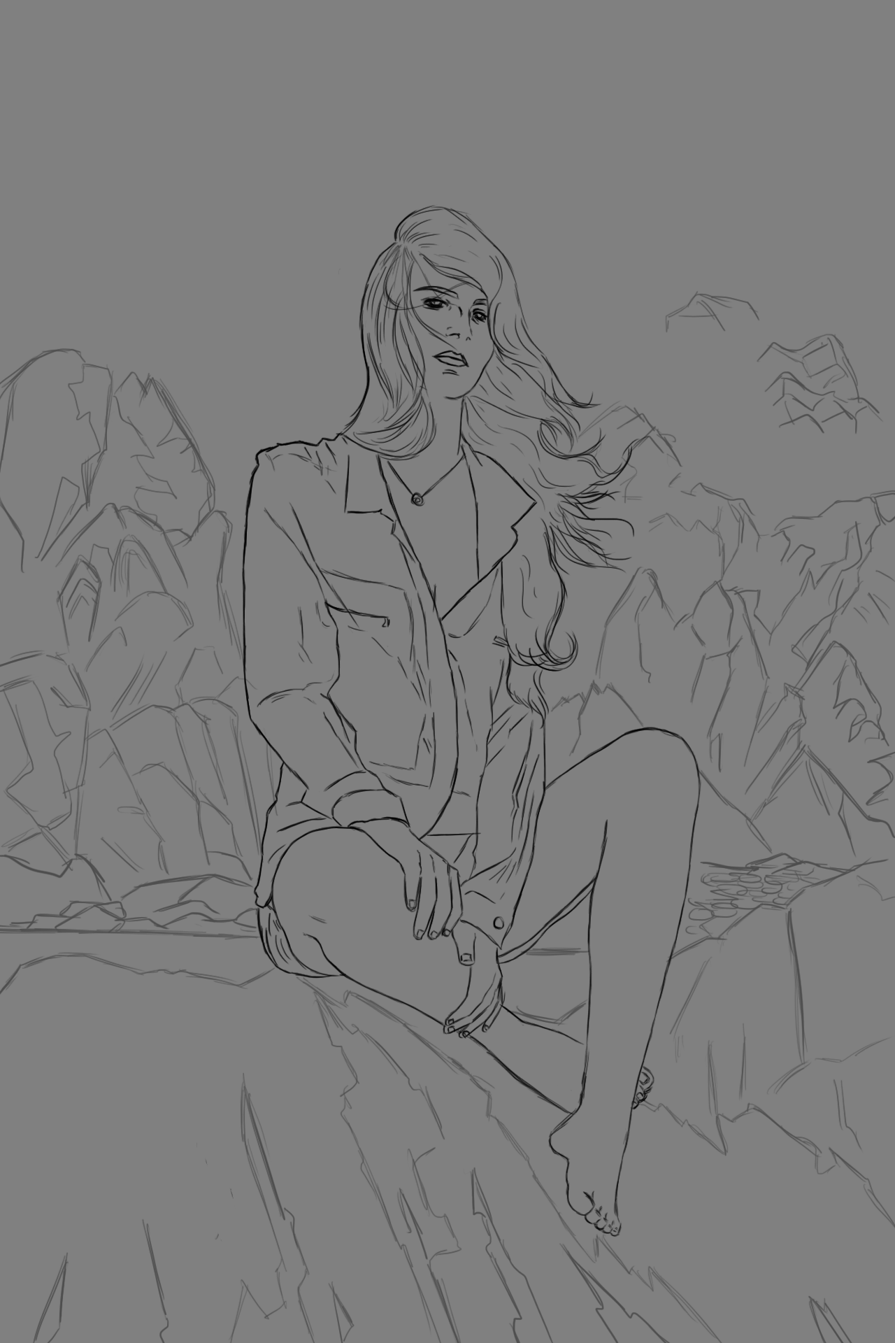 Camille Mnt Saint Michel 1 - Sketch par Floxxar