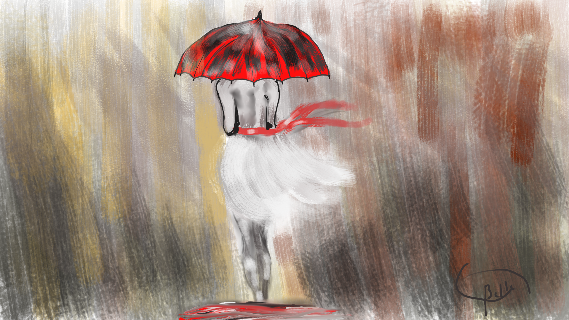 femme sous la pluis par RATUS