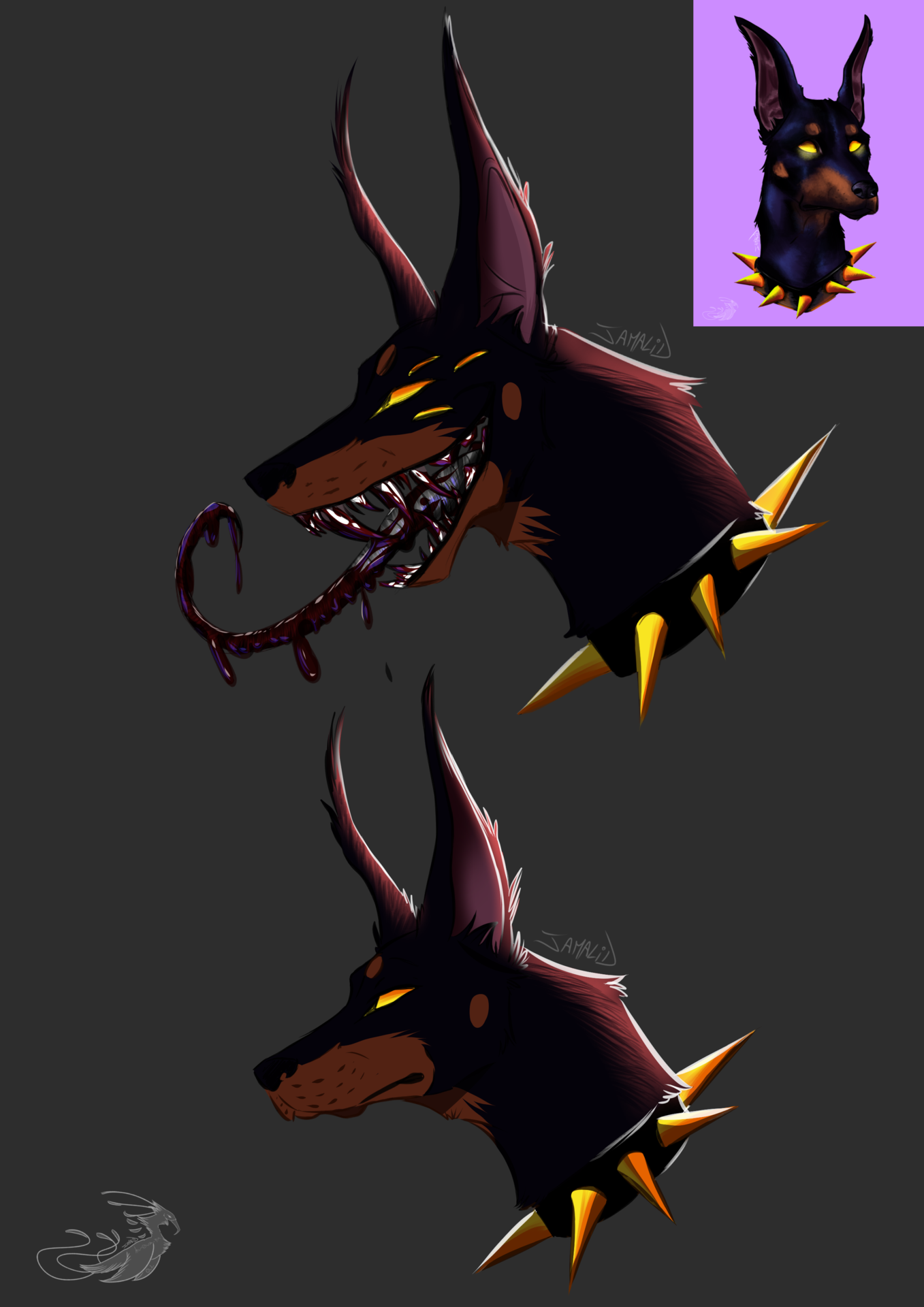Jamalid #2 projet animatronics hellhounds - jamalid - Digital Painting .School