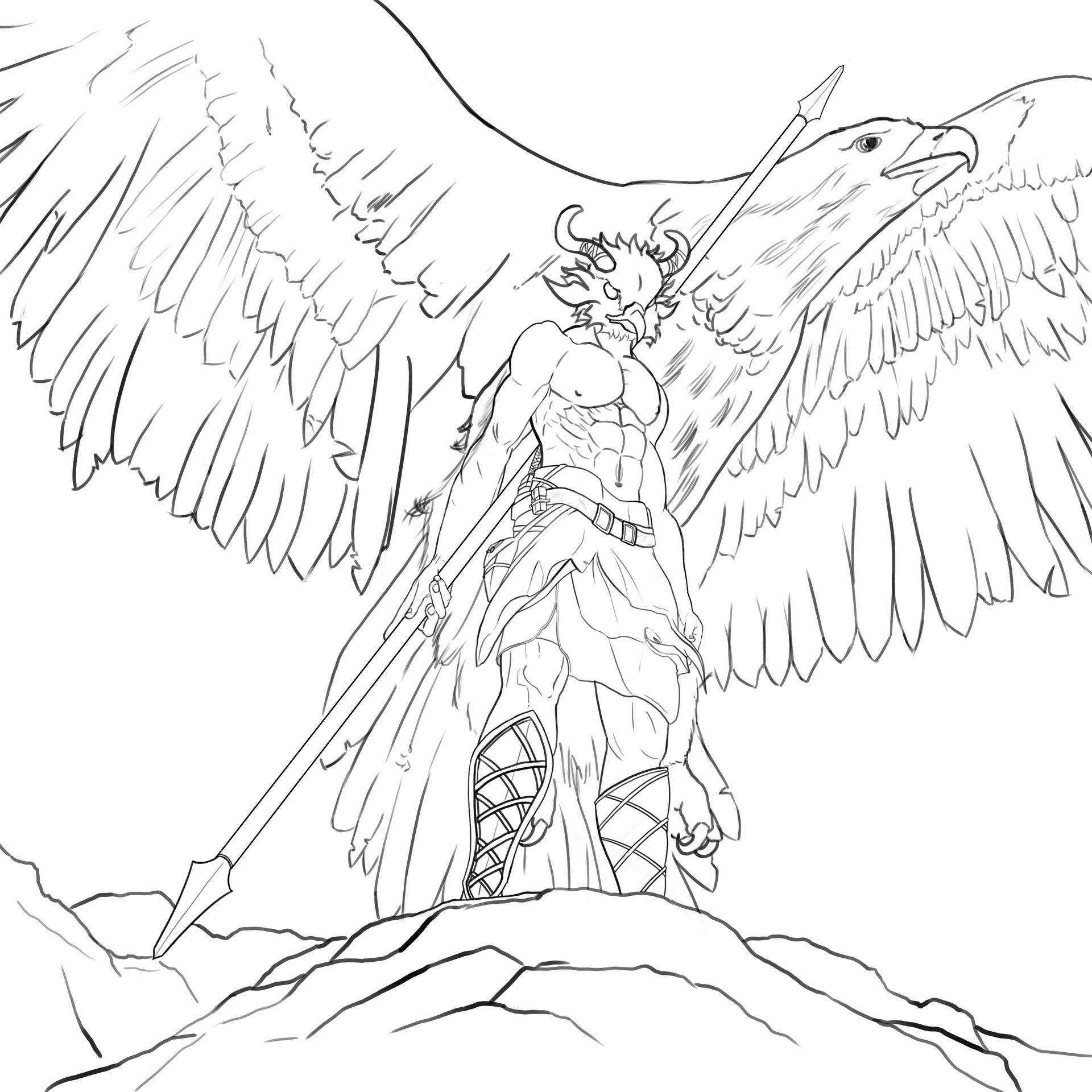 The Main Spirit croquis neitsabes Digital Painting .School