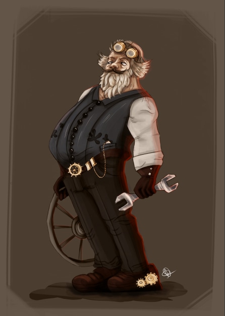 Defis fevrier - character design - mots clefs Mecano/Steampunk par lynaldine