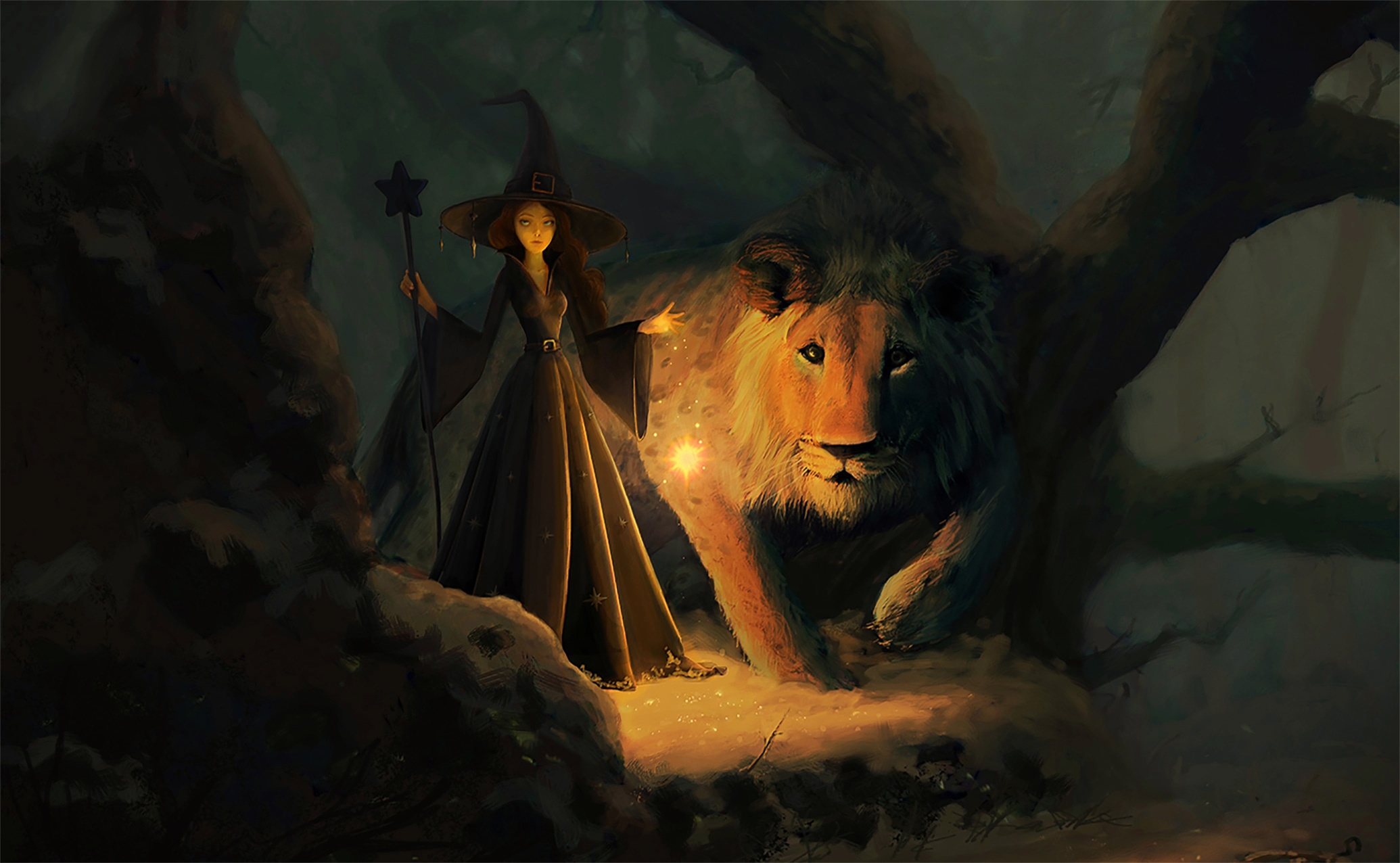 La sorcière et le lion par Matt Fou