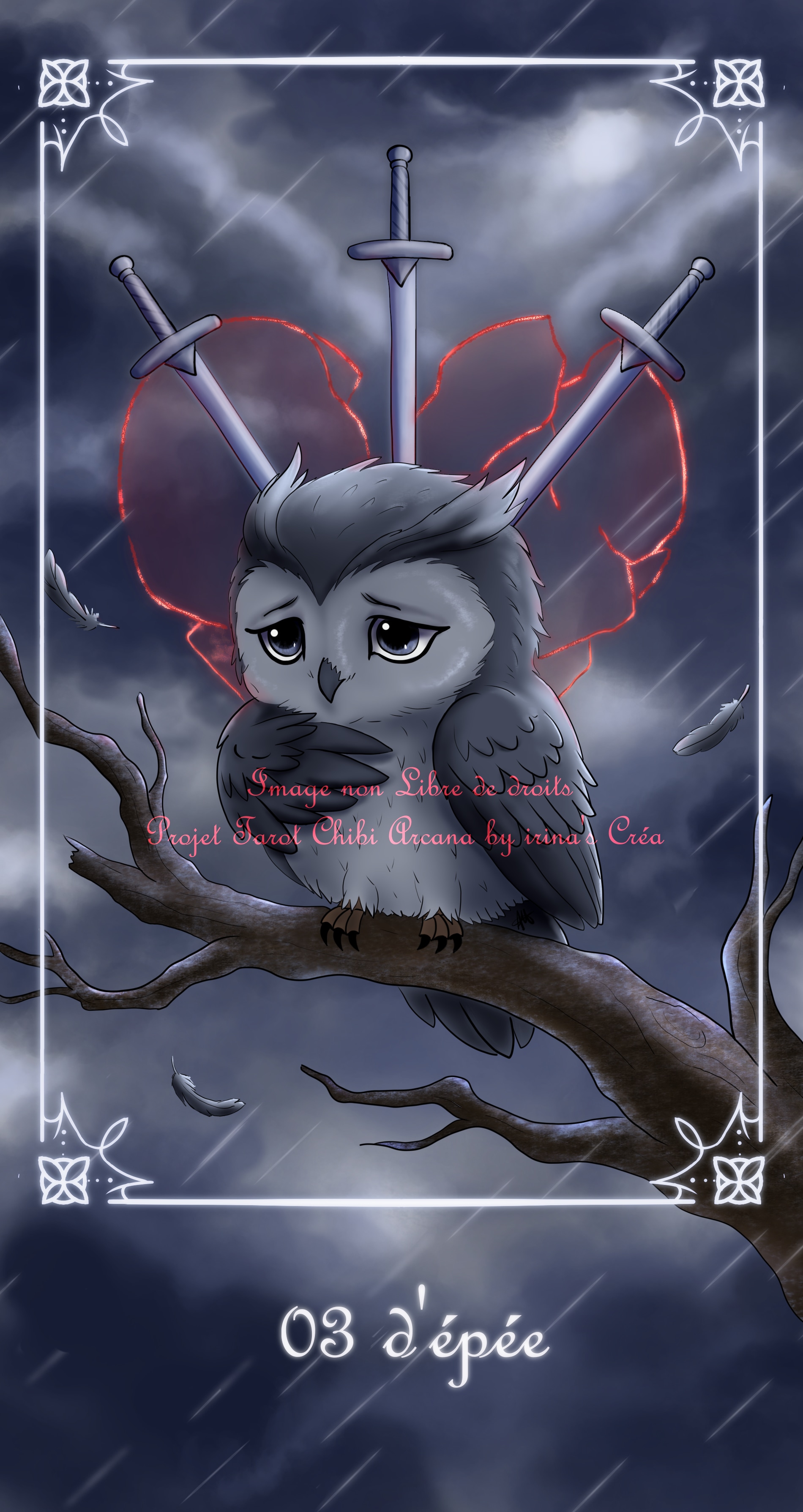 03 d'Epée – Tarot chibi arcana  Irina's Créa par Irina's Créa