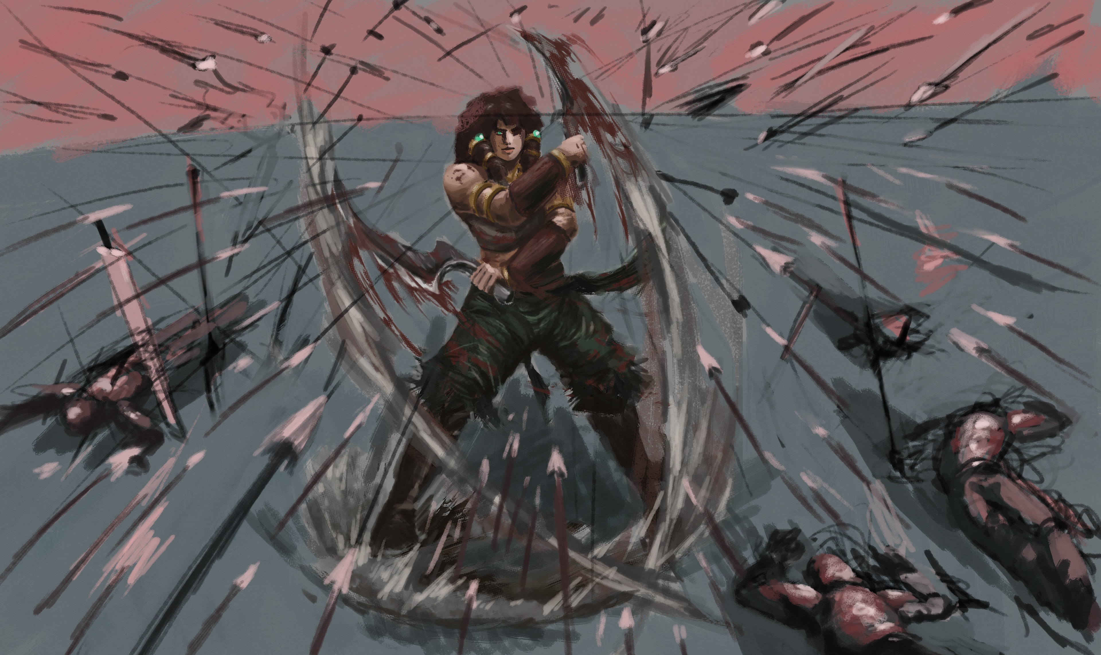 exercice personnage pose dynamique et décors par Redaldo