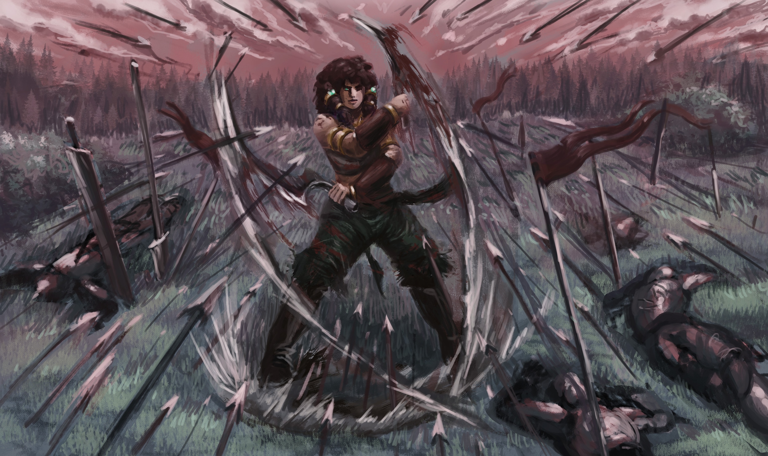 exercice personnage pose dynamique et décors par Redaldo