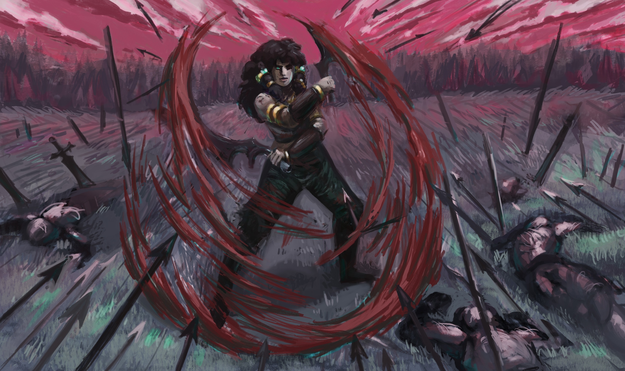 exercice personnage pose dynamique et décors par Redaldo