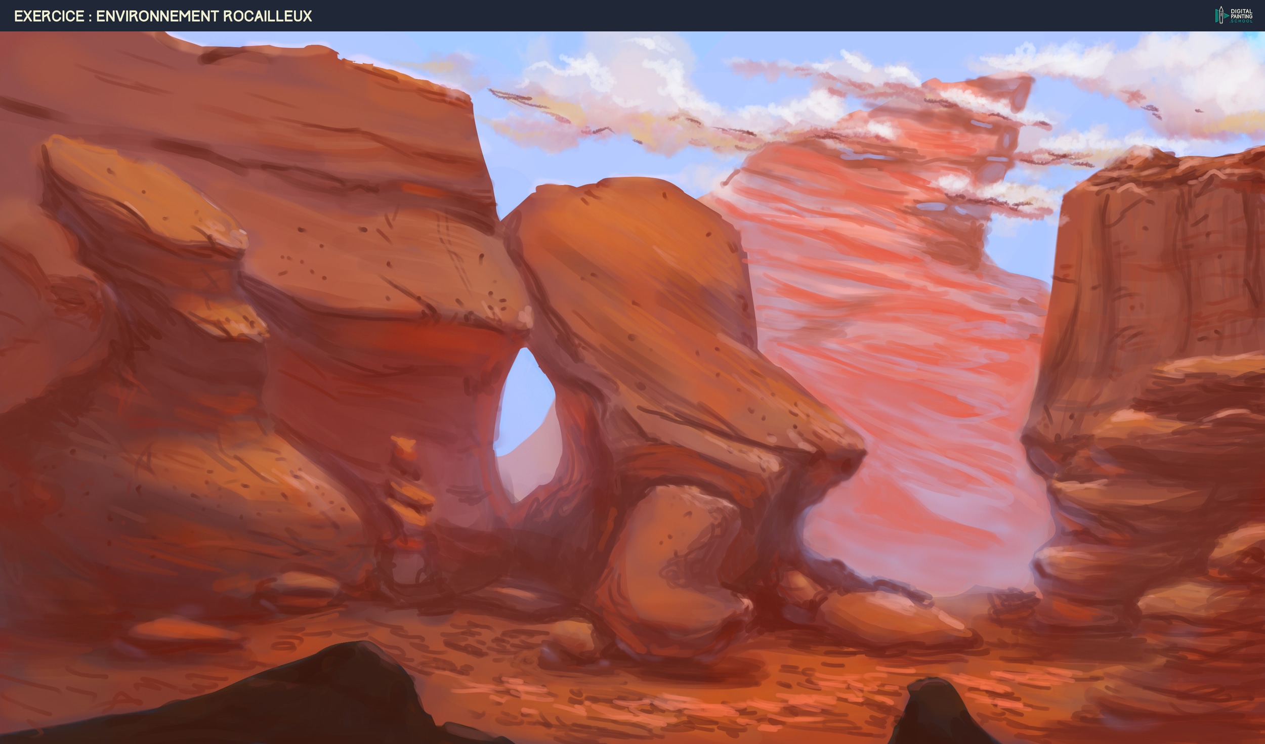 exercice environnement rocheux avec croquis fourni cours par Redaldo