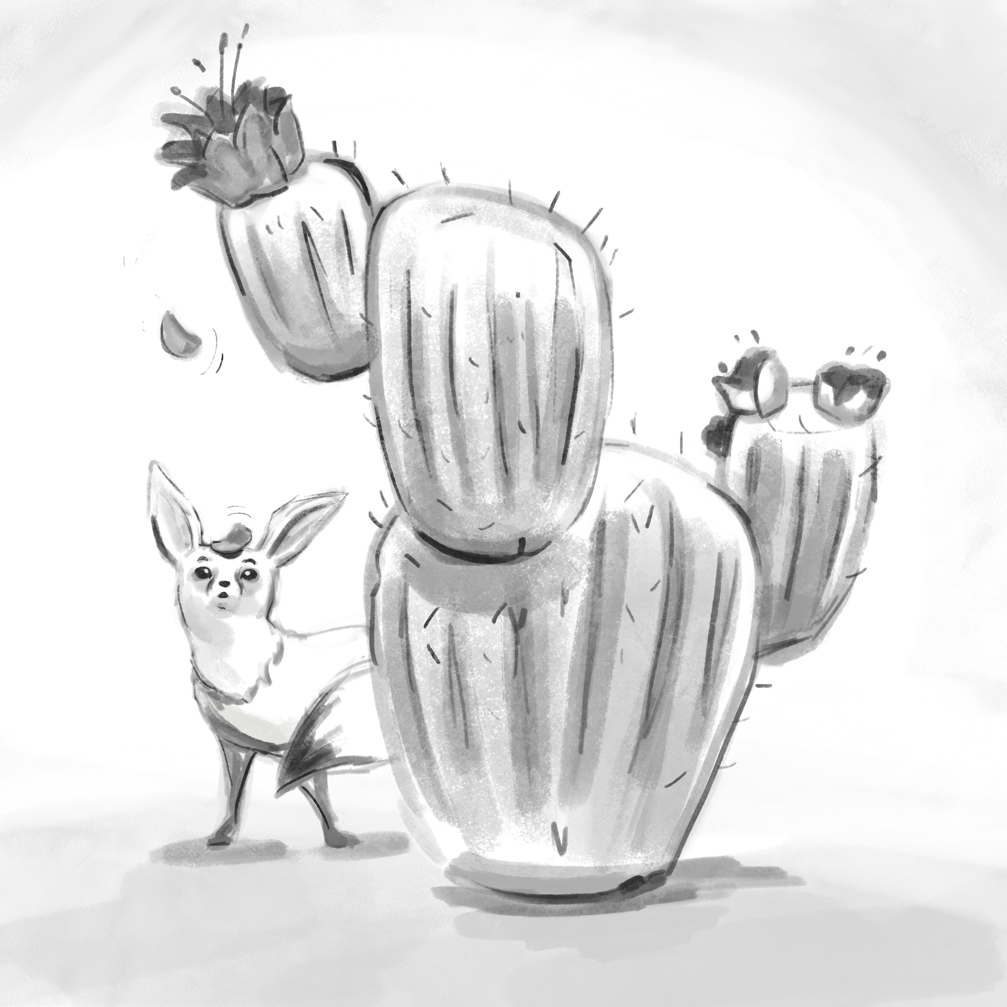 Inktober cactus par Bibulle