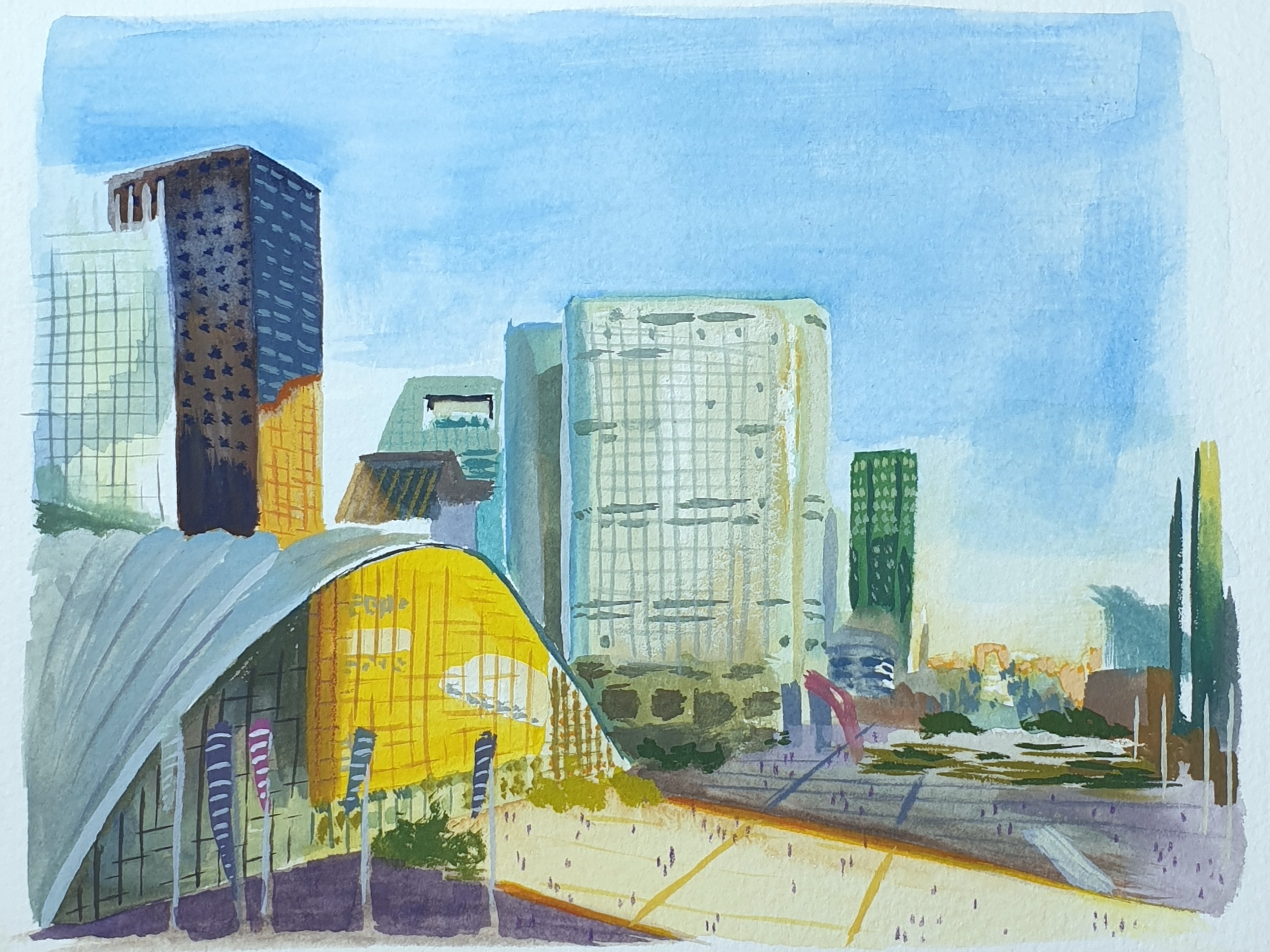 Gouache des Invalides et de la défense par Alex