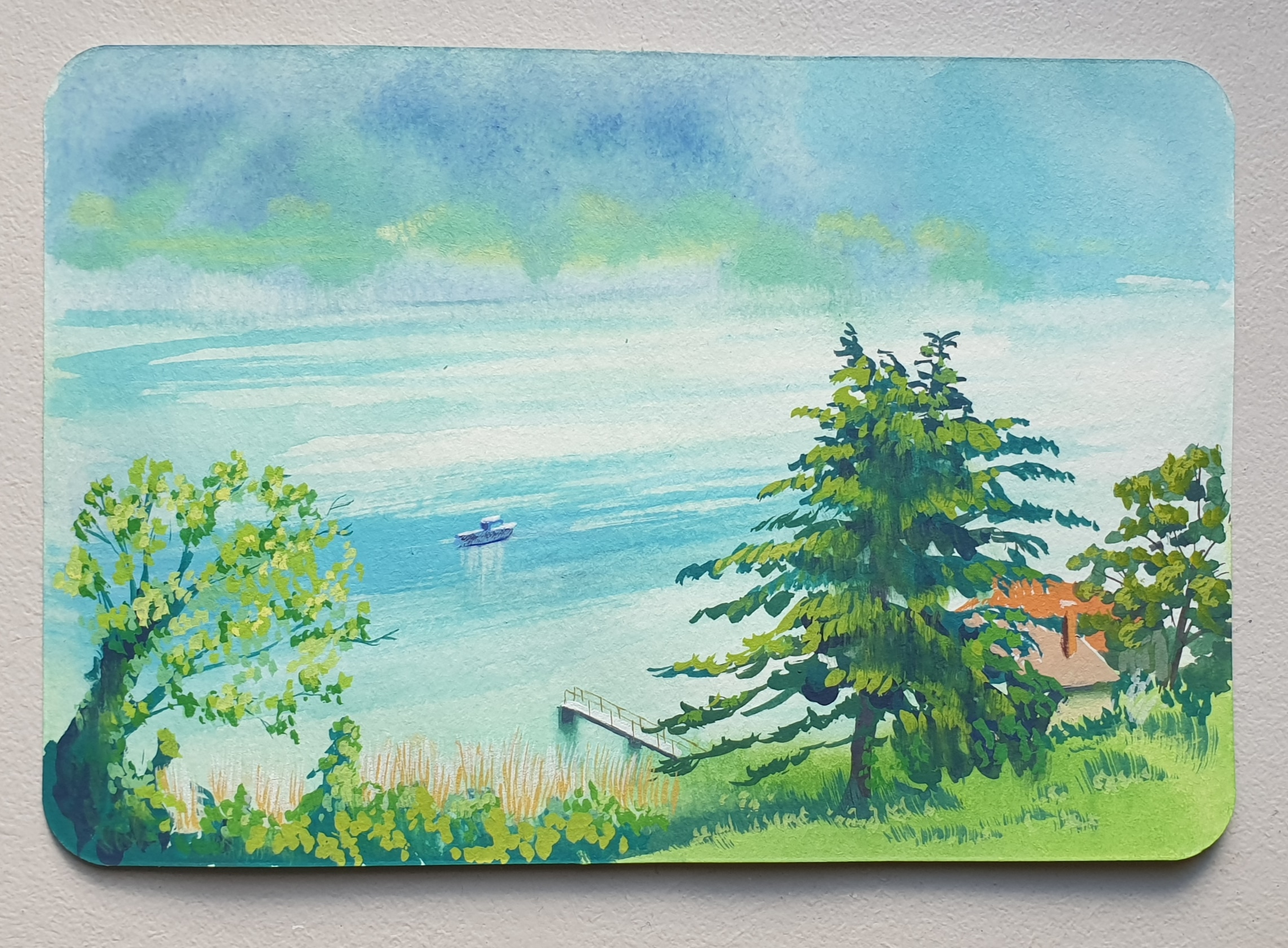 Gouache d'Aix les bains par Alex
