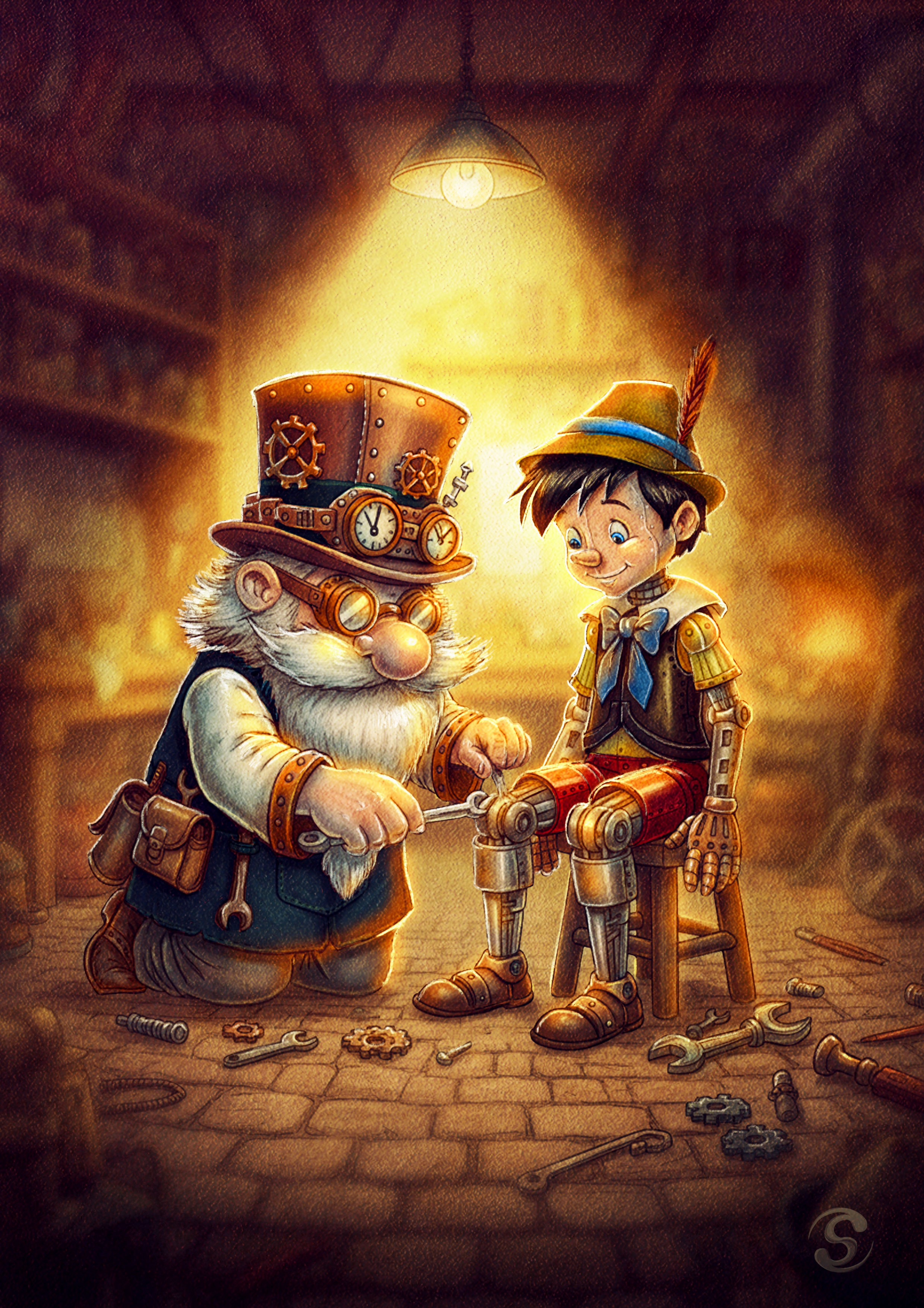 gepetto et pinocchio par stefou
