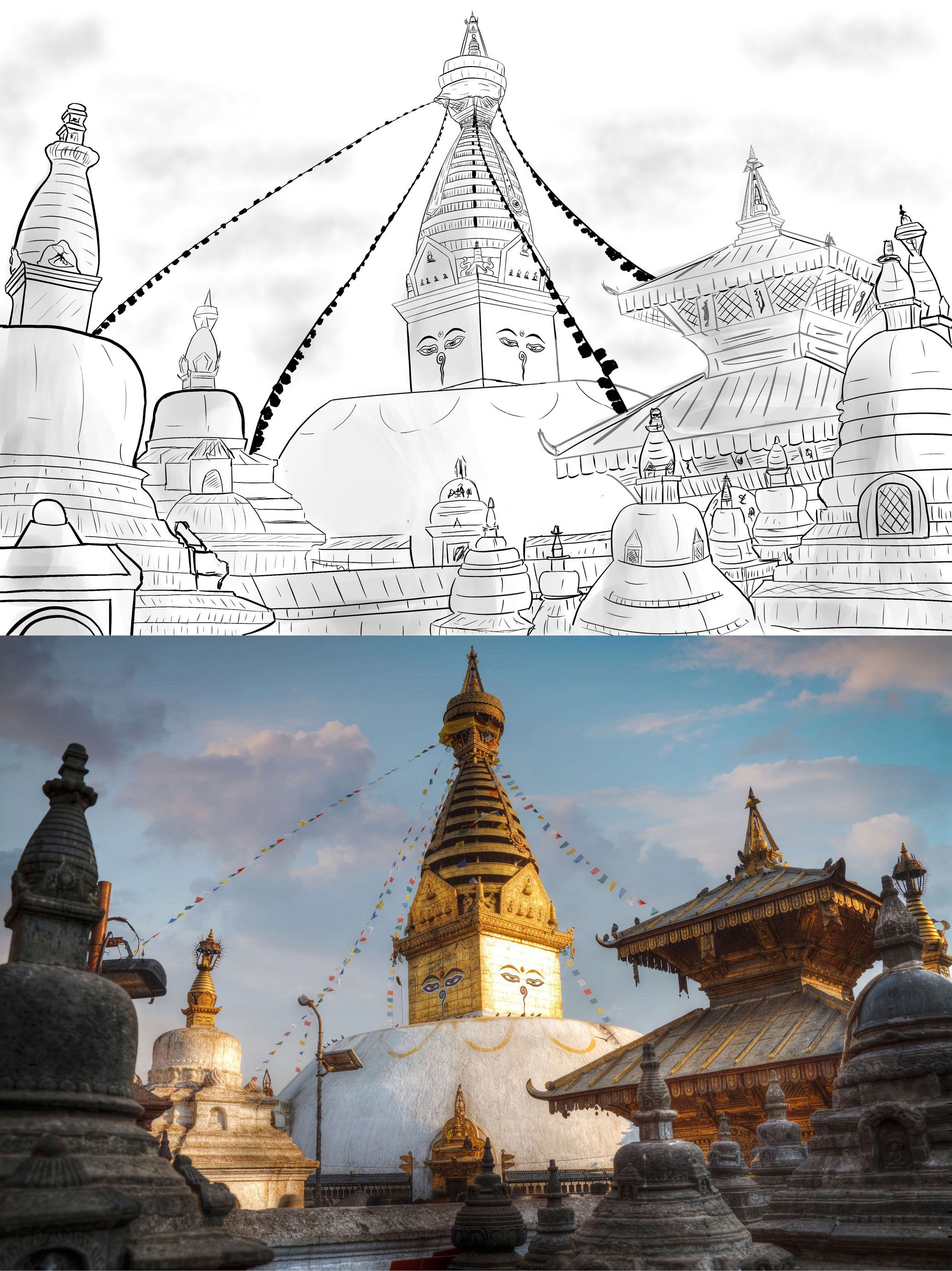 Le stūpa de Swayambhunath (Kathmandu, Népal) par Caméléon