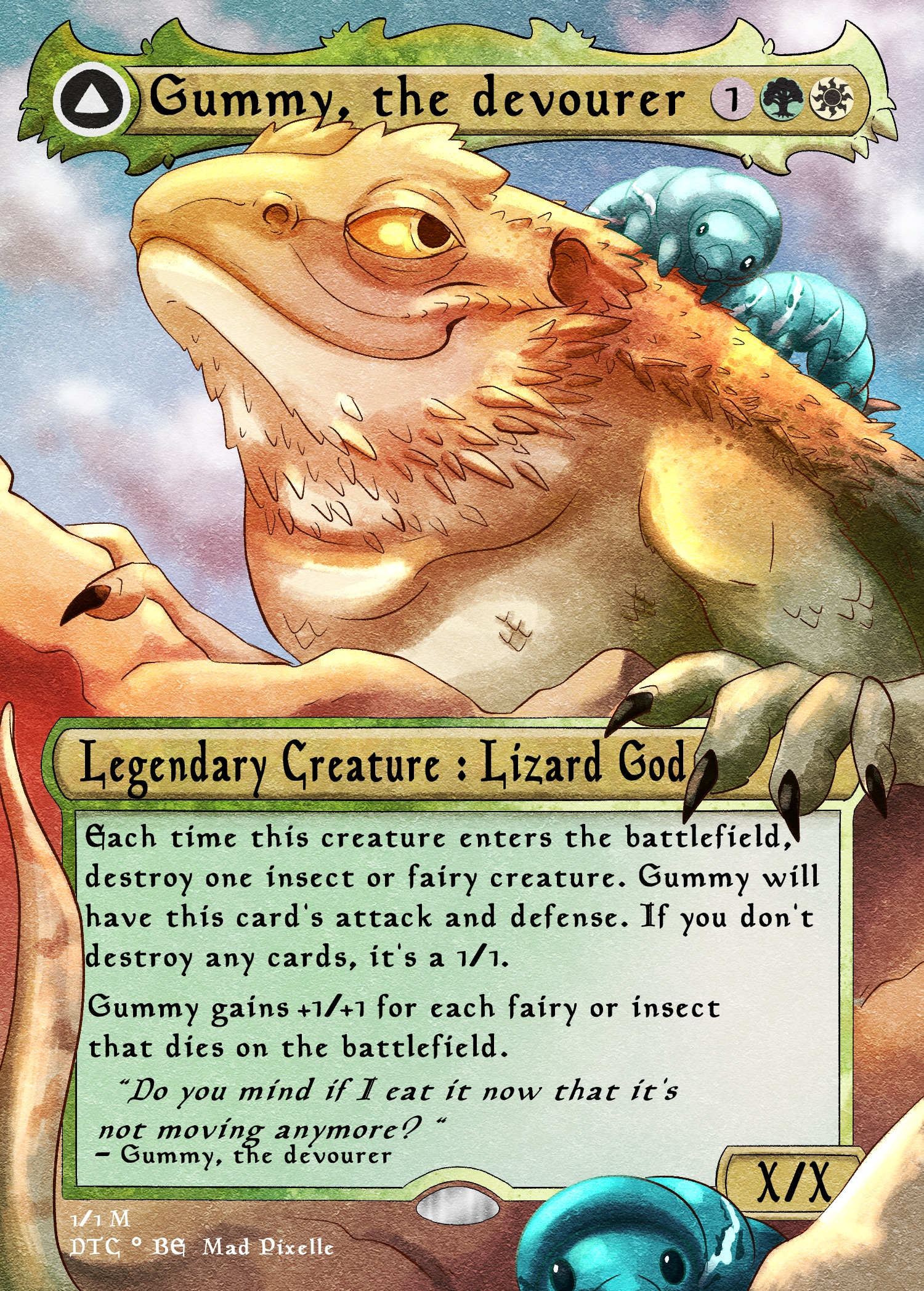 Carte Magic fake pour le papa d'un pogona gourmand par Mad Pixelle