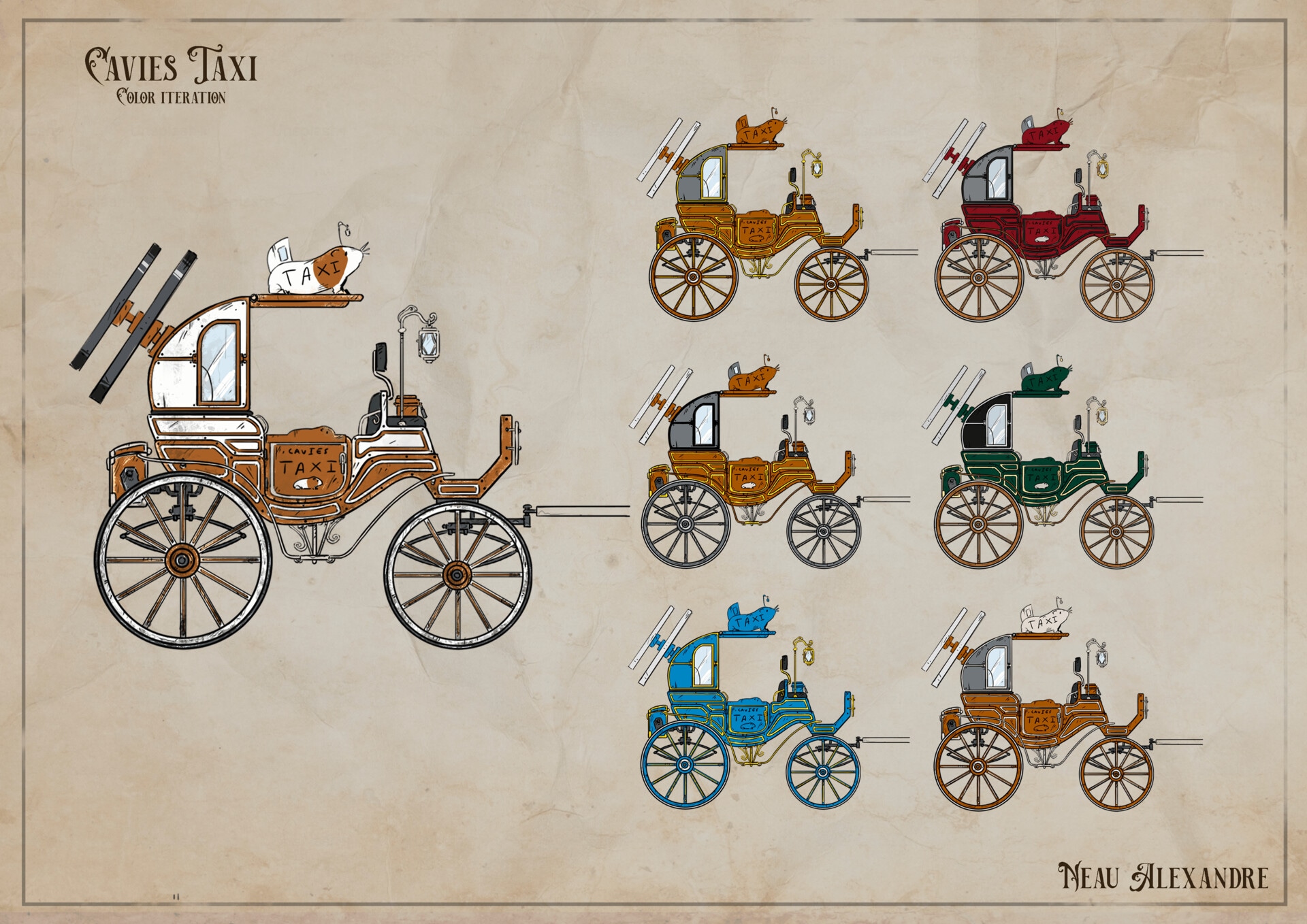 Cavies taxi - 19th century Carriage - Concept art par radec