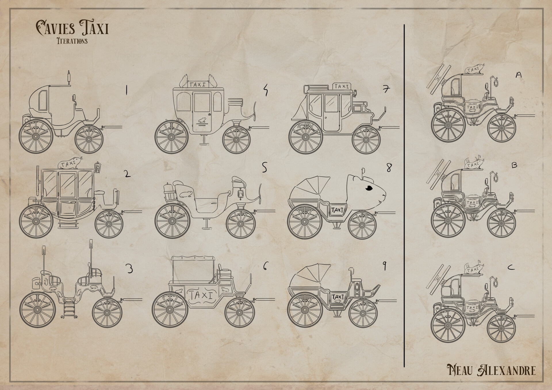 Cavies taxi - 19th century Carriage - Concept art par radec