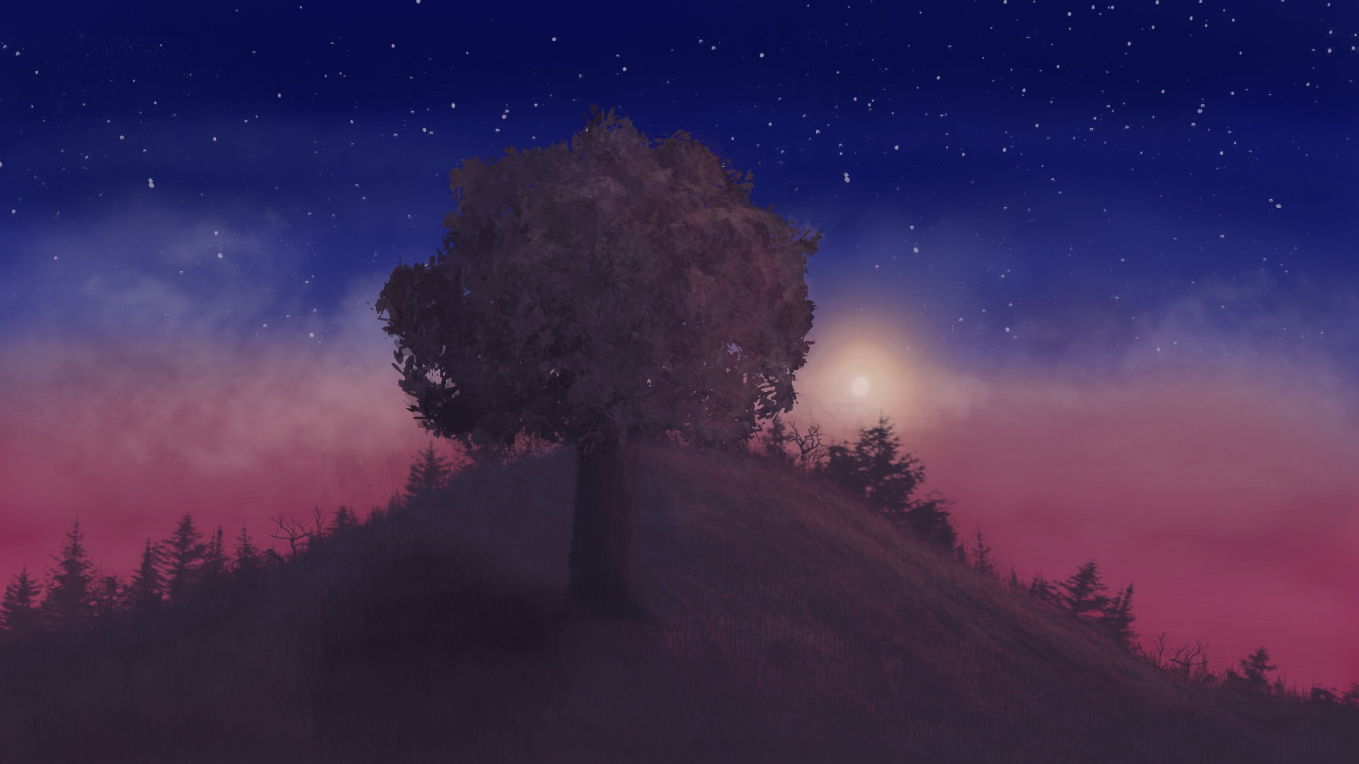 arbre_montagne_nuit par devil_osyris