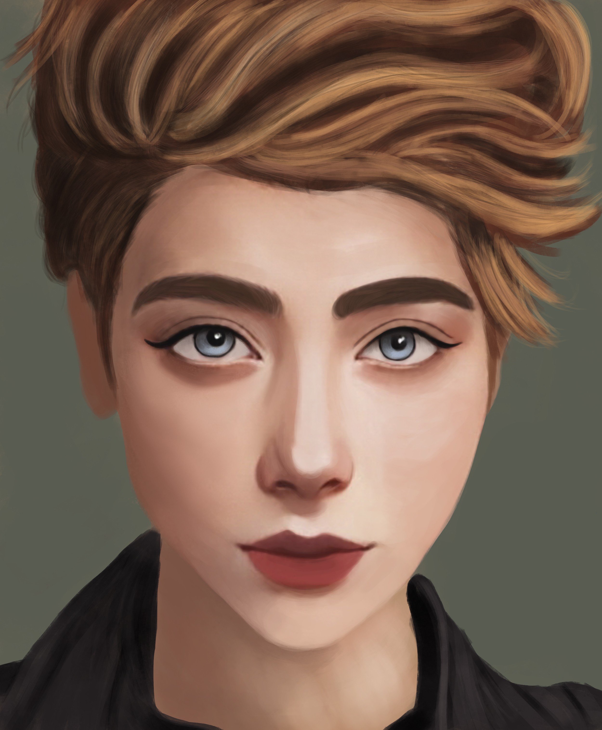 Self portrait (semi réaliste) par Azerty