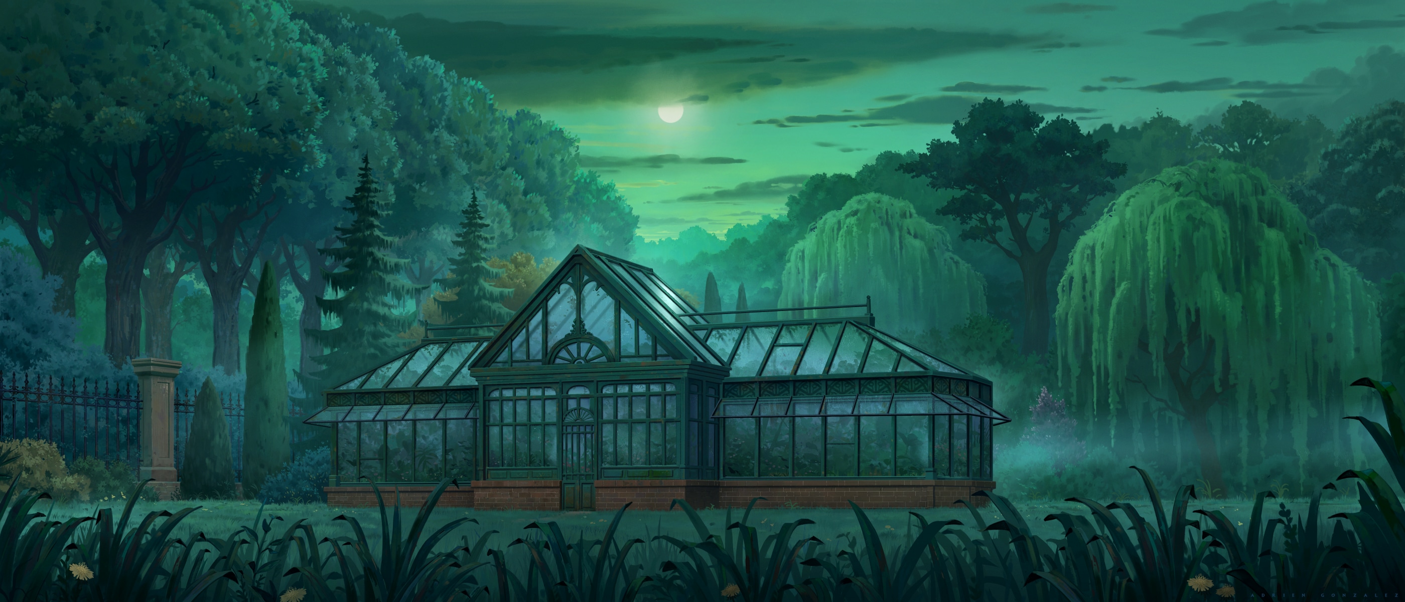 Castle Garden Greenhouse - Background Painting par adrienG