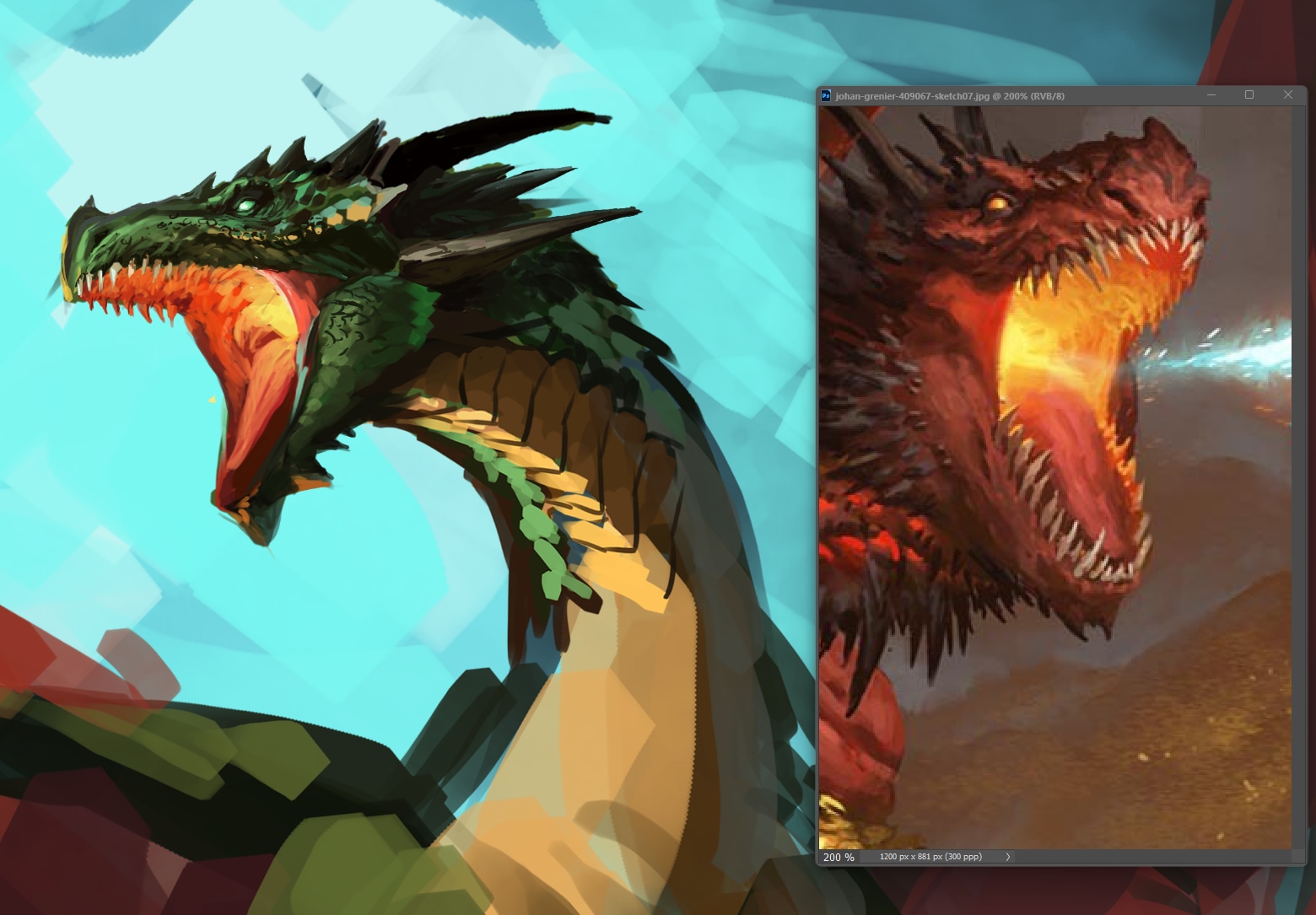 Sketch  dragon low par Moscardino