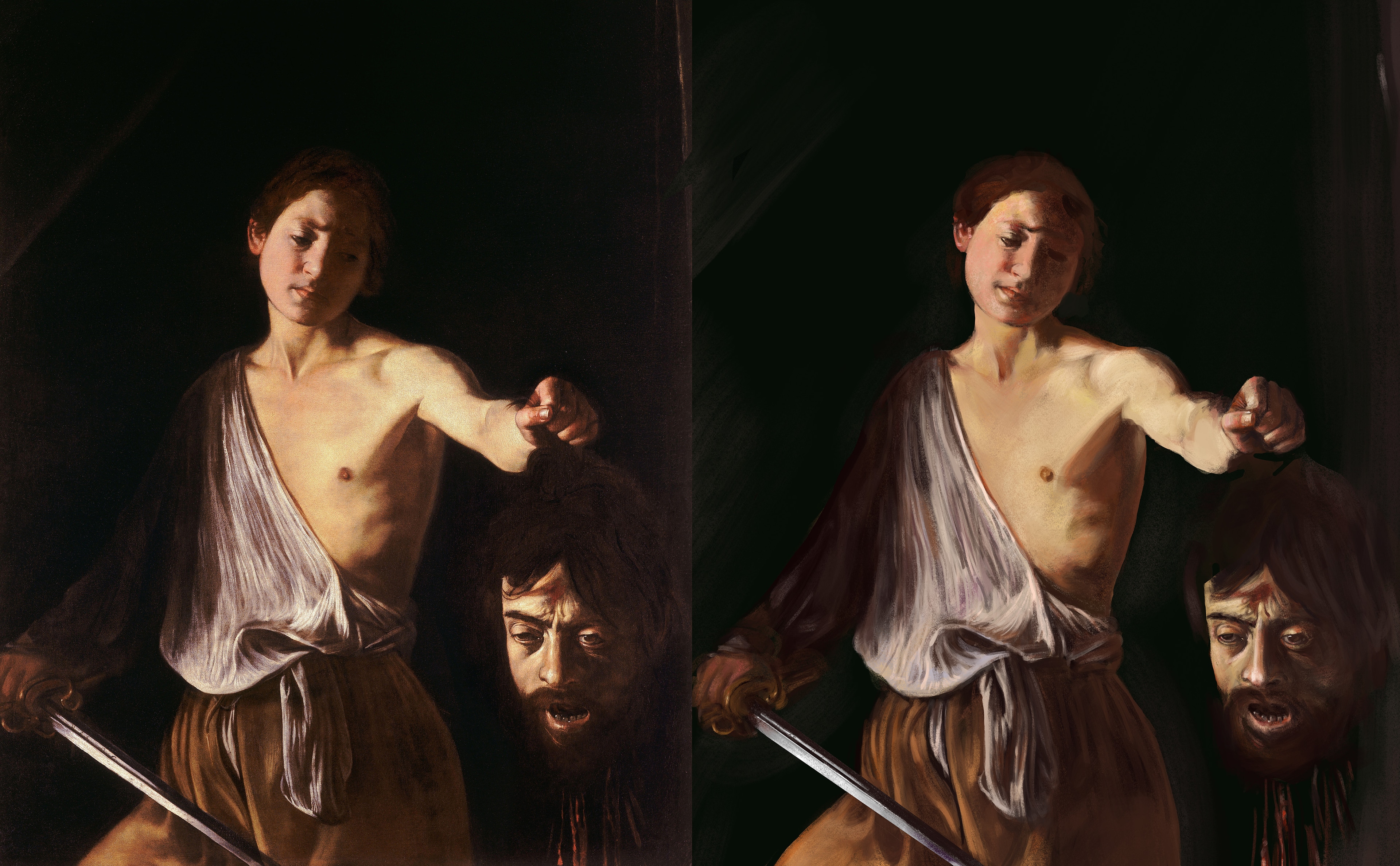 Etude maître : Caravage - David et la tête de Goliath par Eric