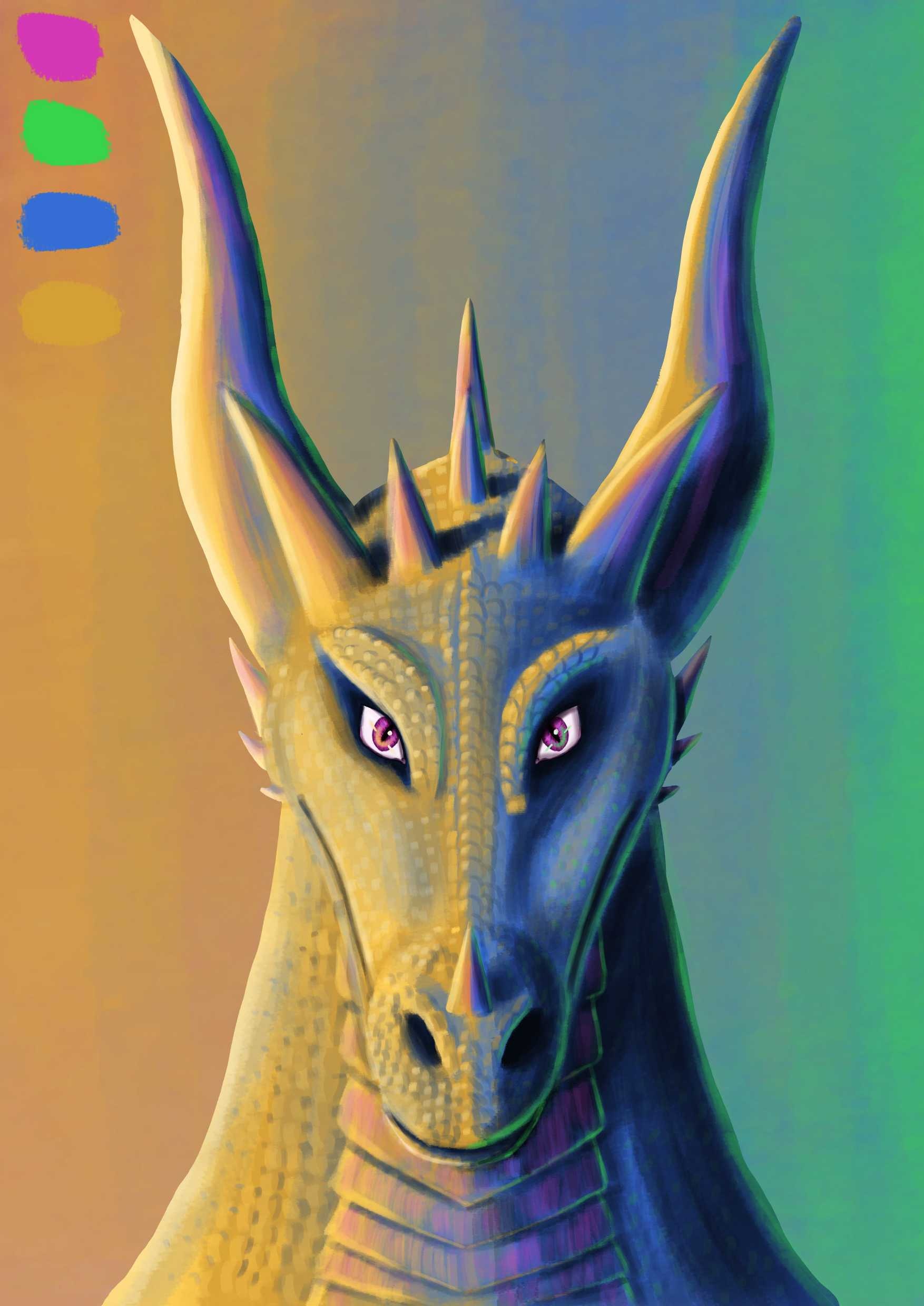 Dragon avec carré de couleur par Elisepoupette