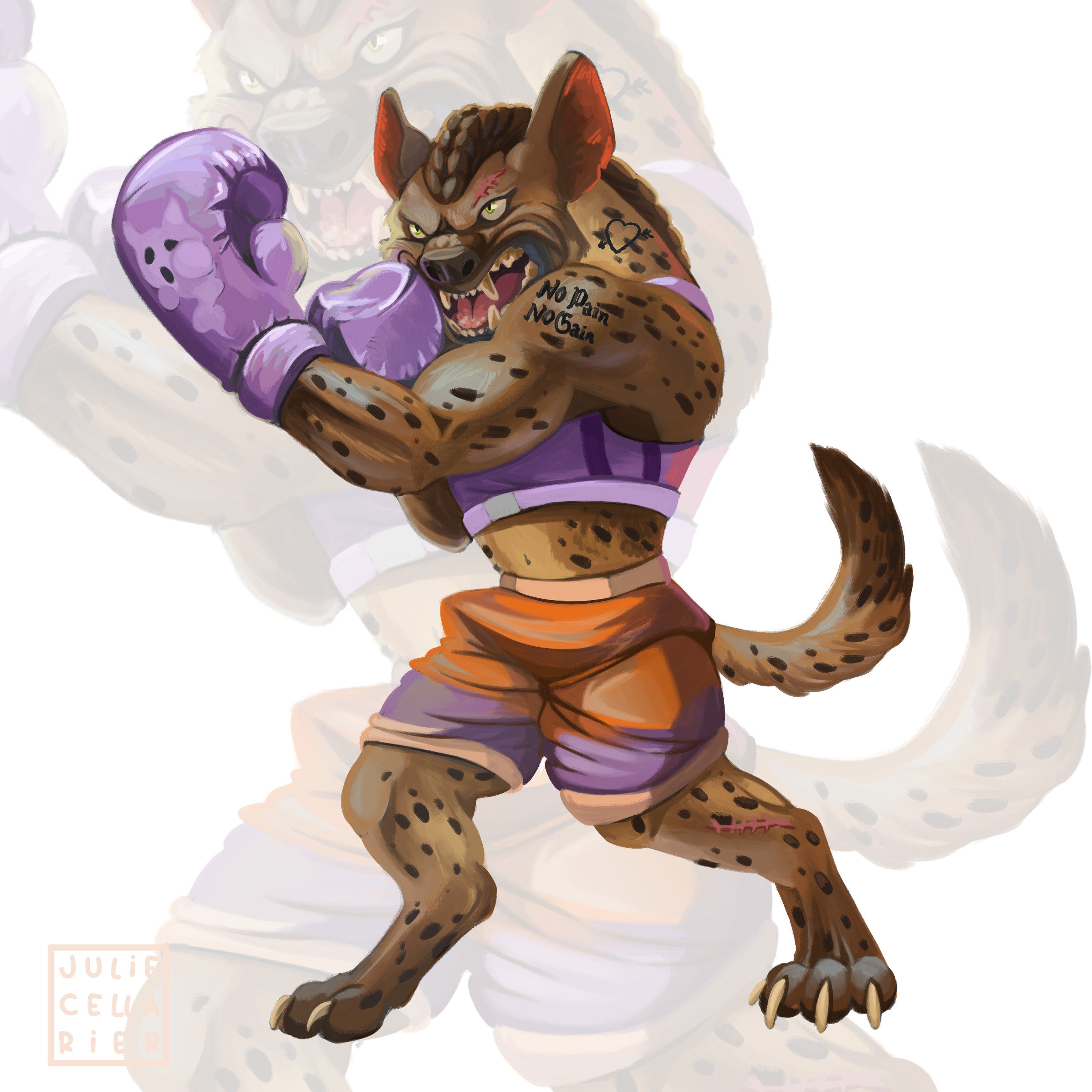 Hyène Boxeuse par Julie Cellarier