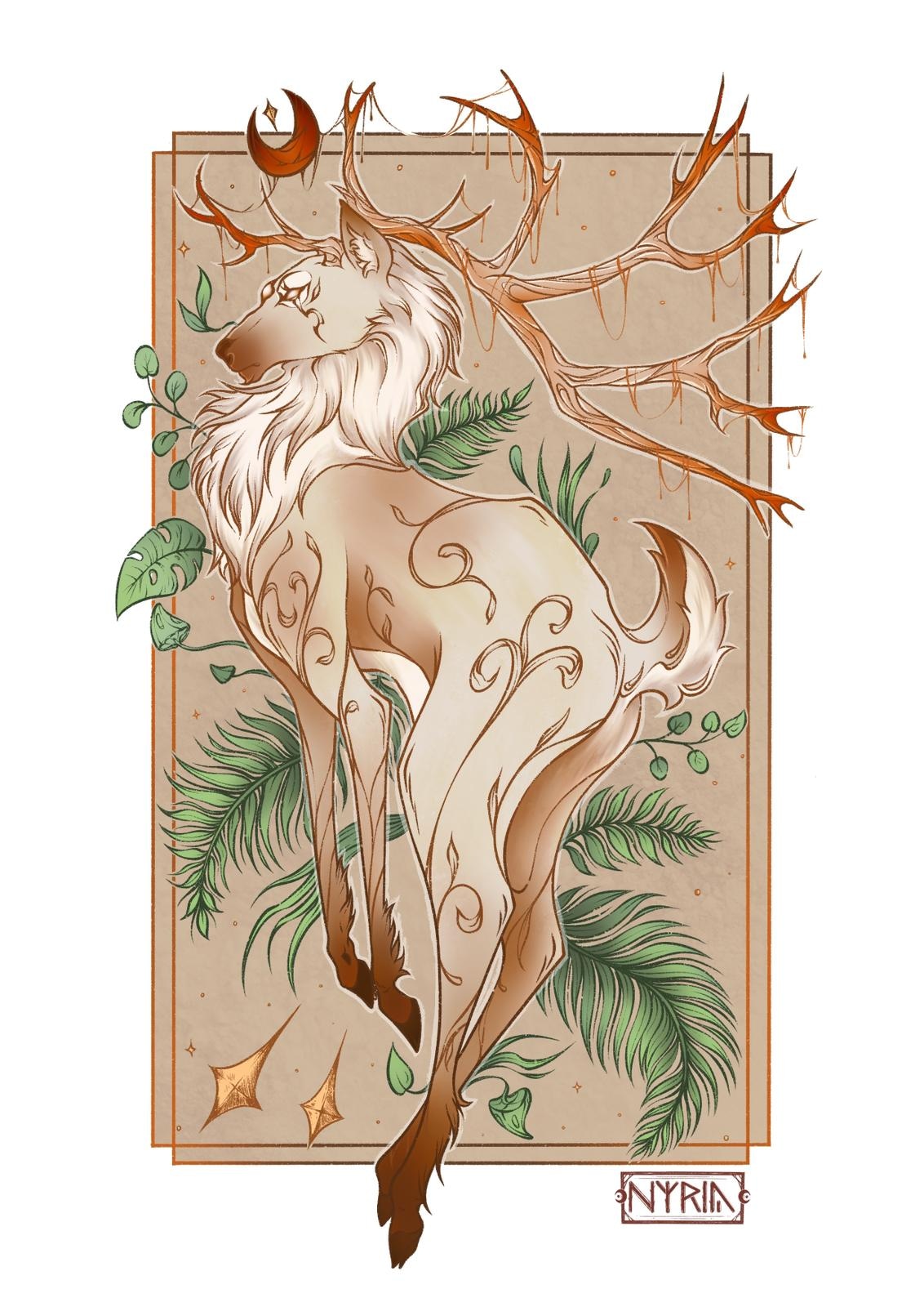 Cerf et Plantes par Nyria