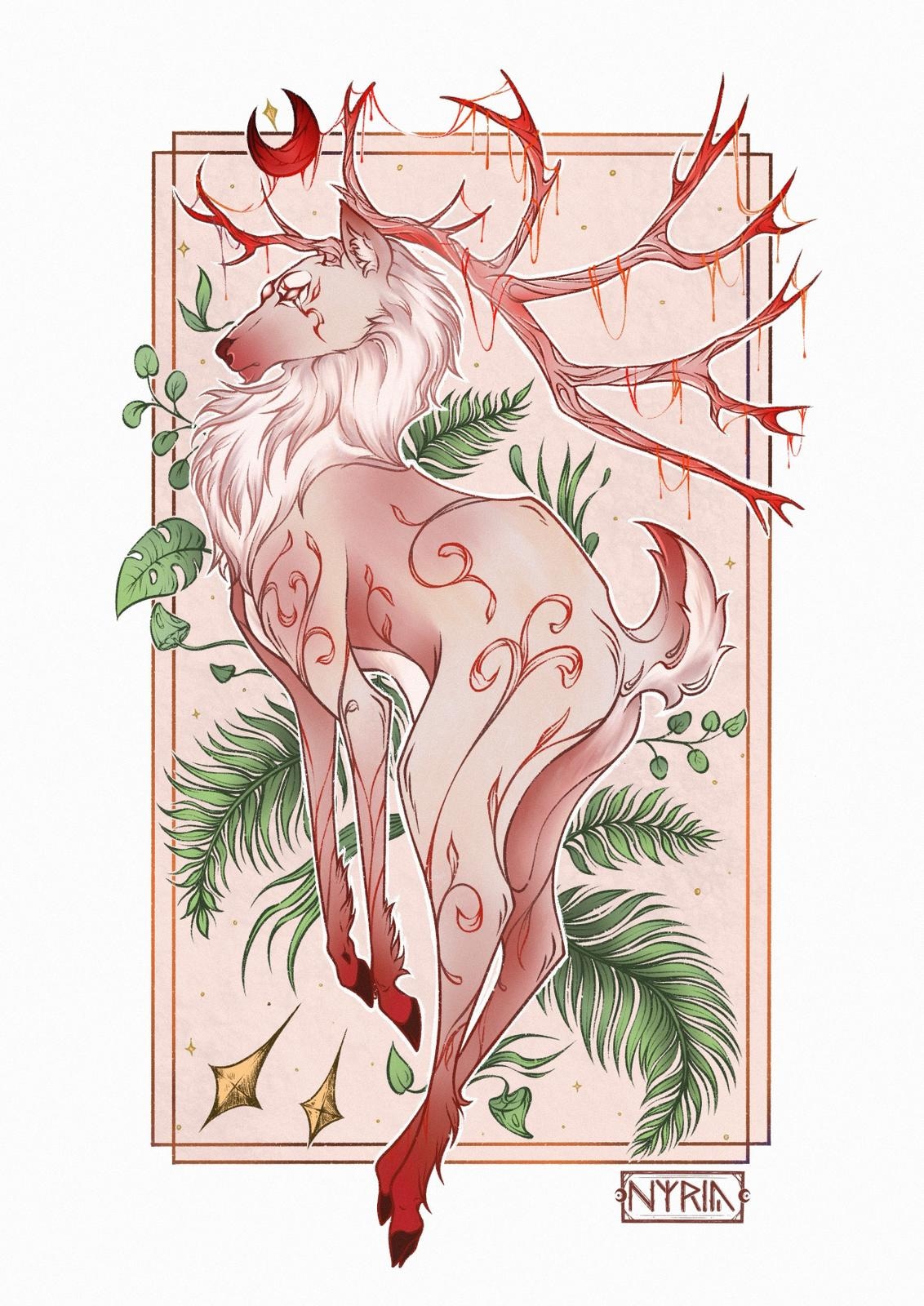 Cerf et Plantes par Nyria