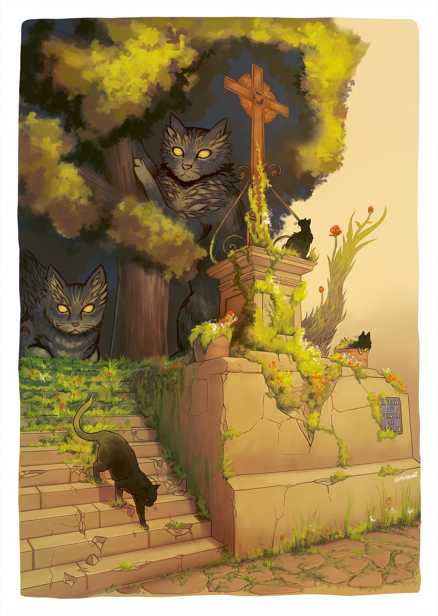 Chats géants - Église par Mirahat