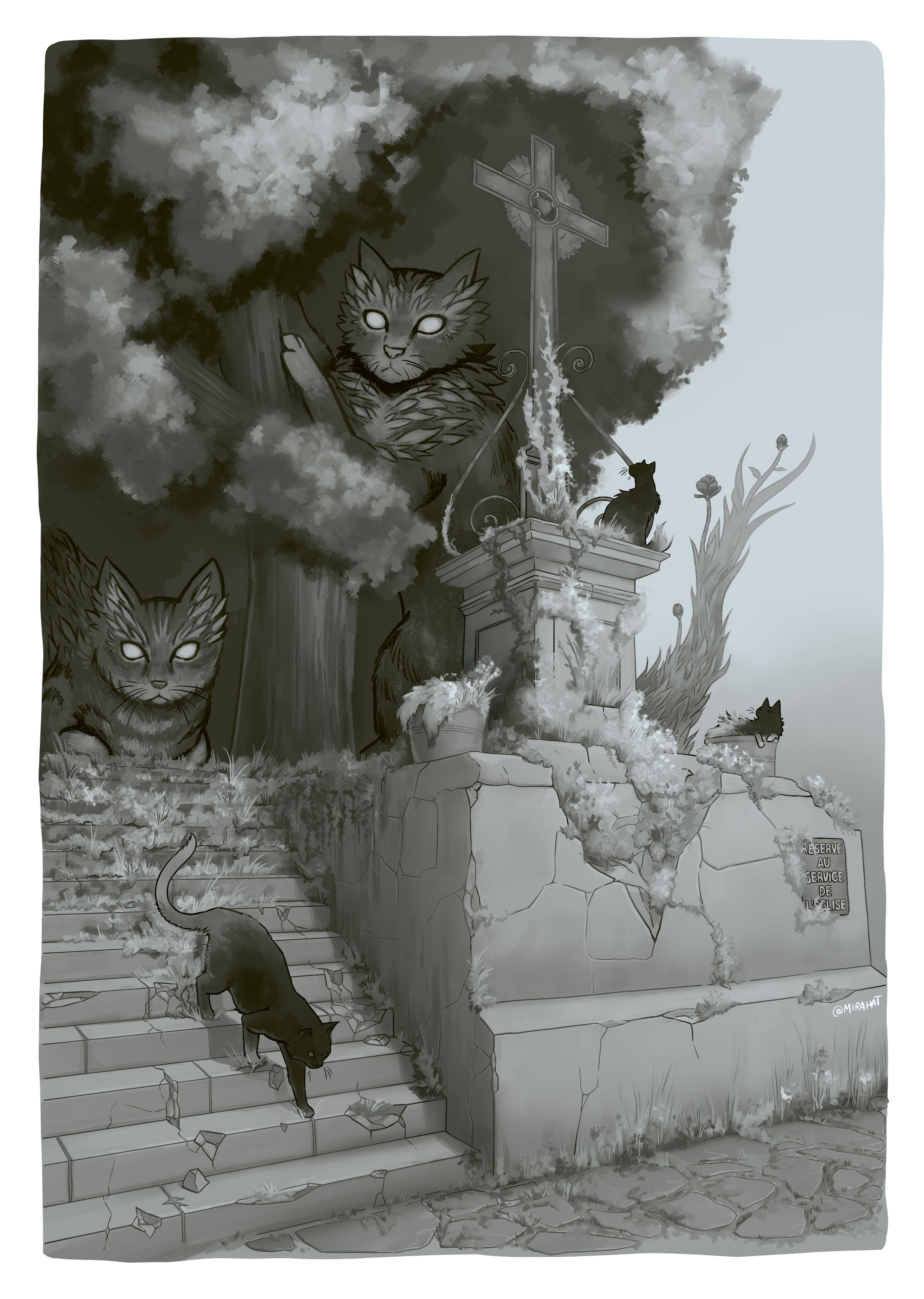 Chats géants - Église par Mirahat