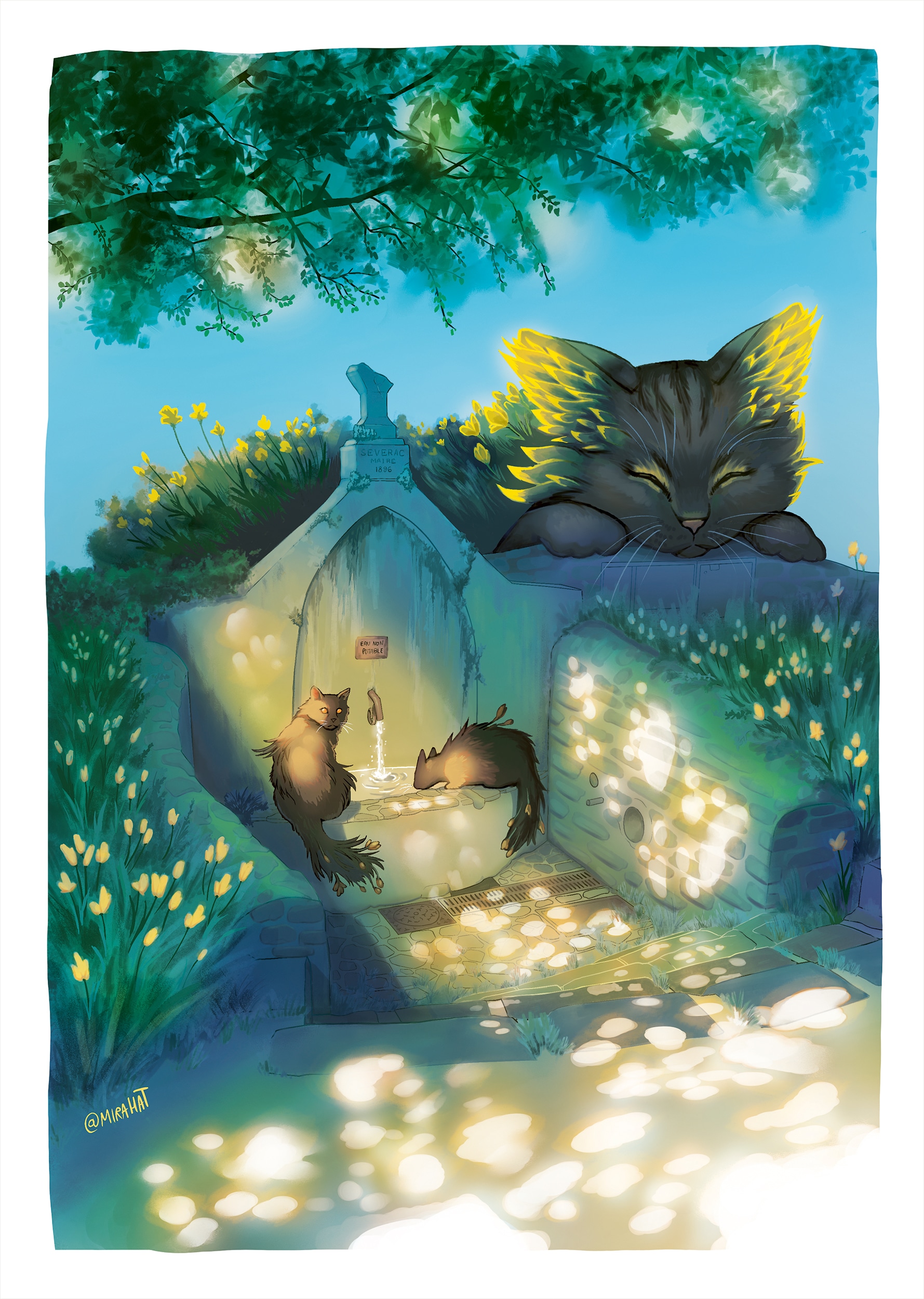 Chats géants - Fontaine par Mirahat