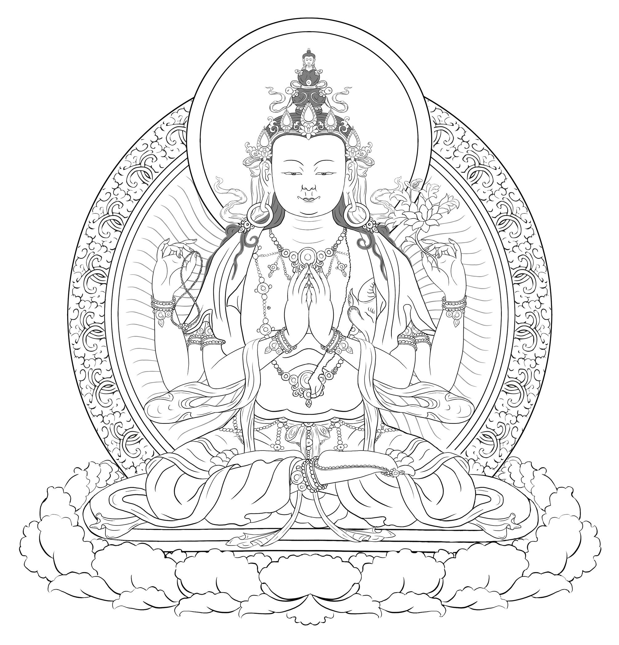 Avalokiteśvara སྤྱན་རས་གཟིགས། 觀世音 par Caméléon