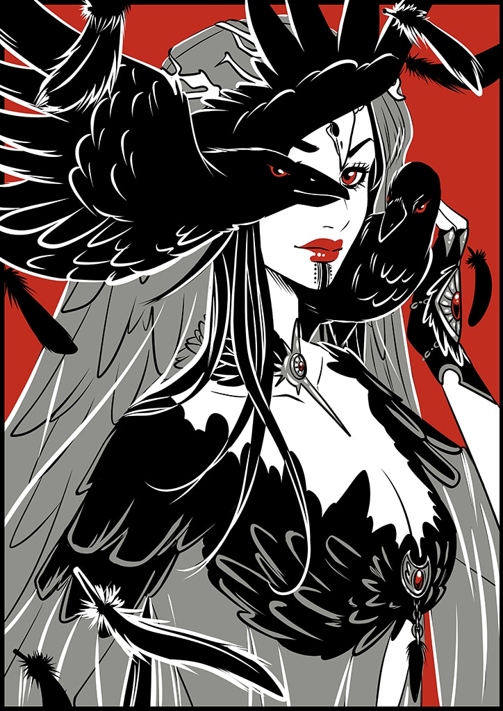 Design illustration 3D - Crow sorceress par nogarra