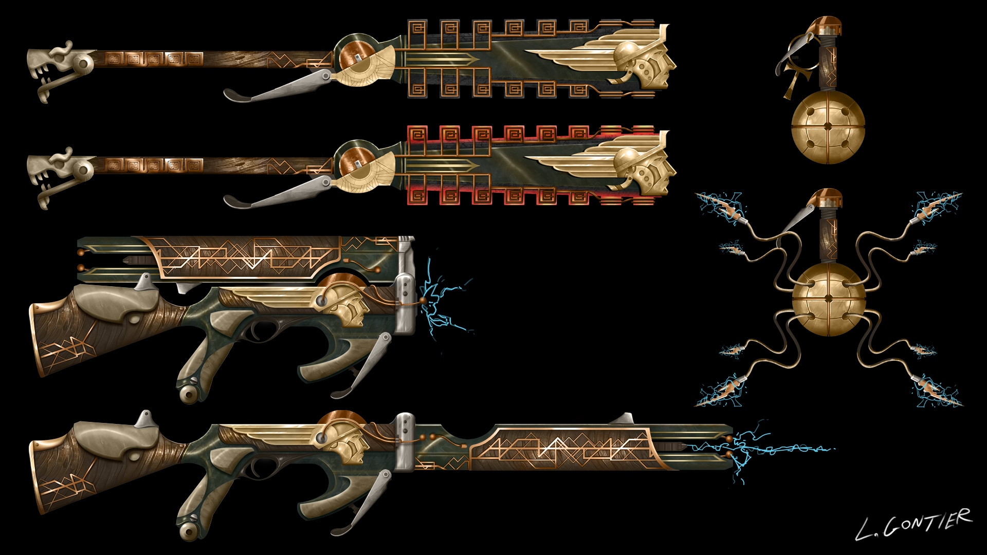 Props - Weapons Decopunk design par Léo G.