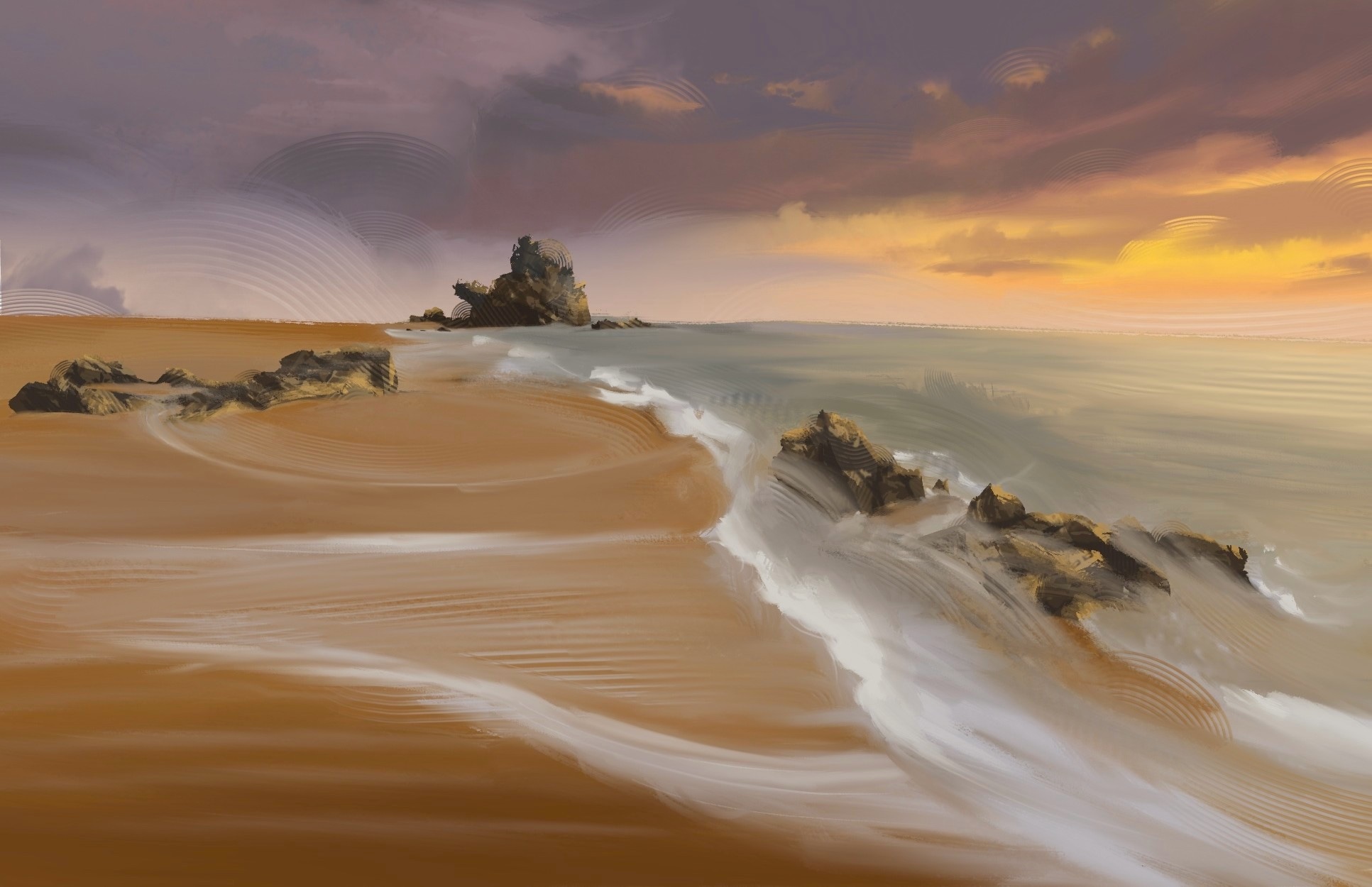 Exercice : Digital painting d'une plage par Angélique