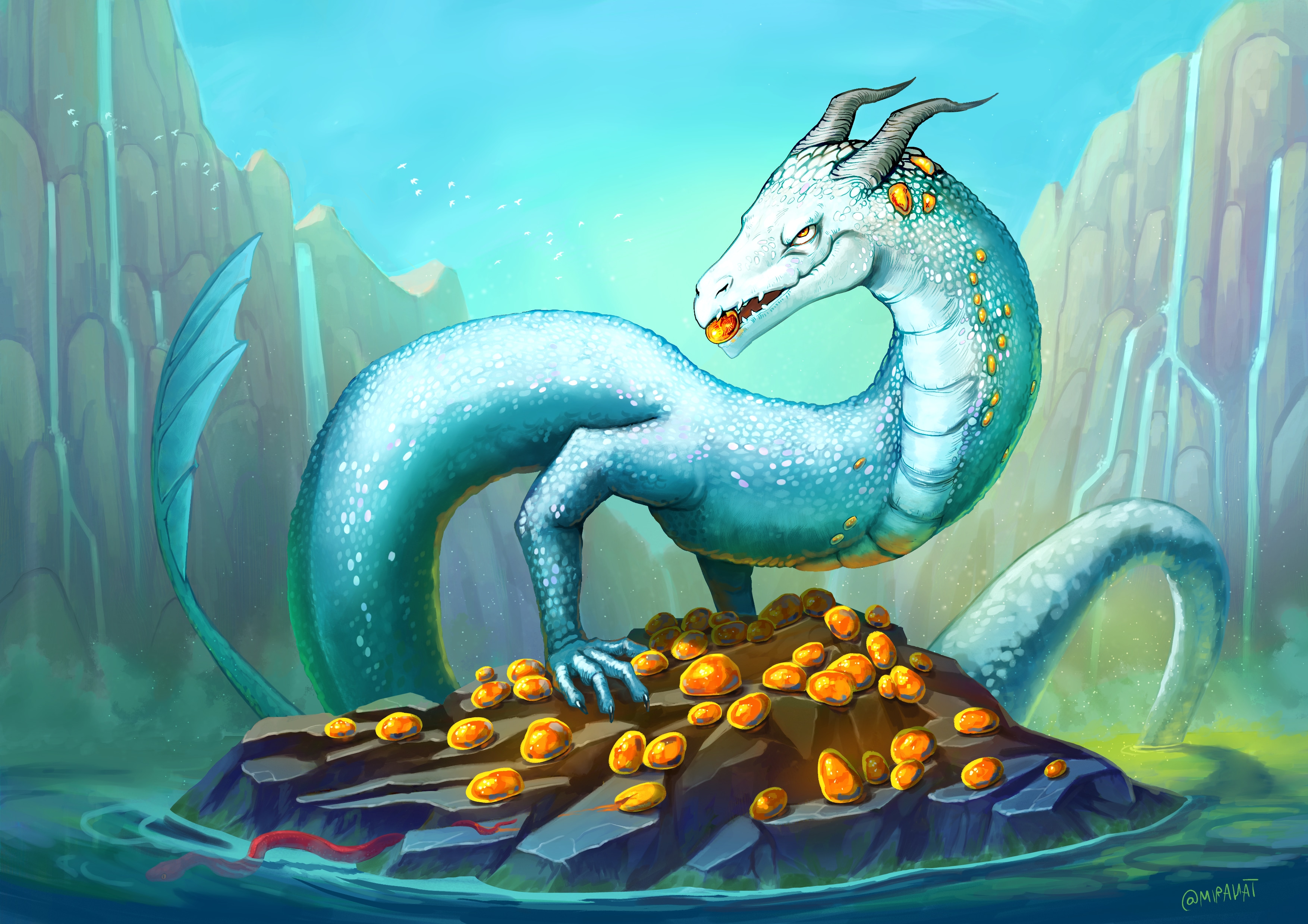 Dragon gardien de cristaux par Mirahat