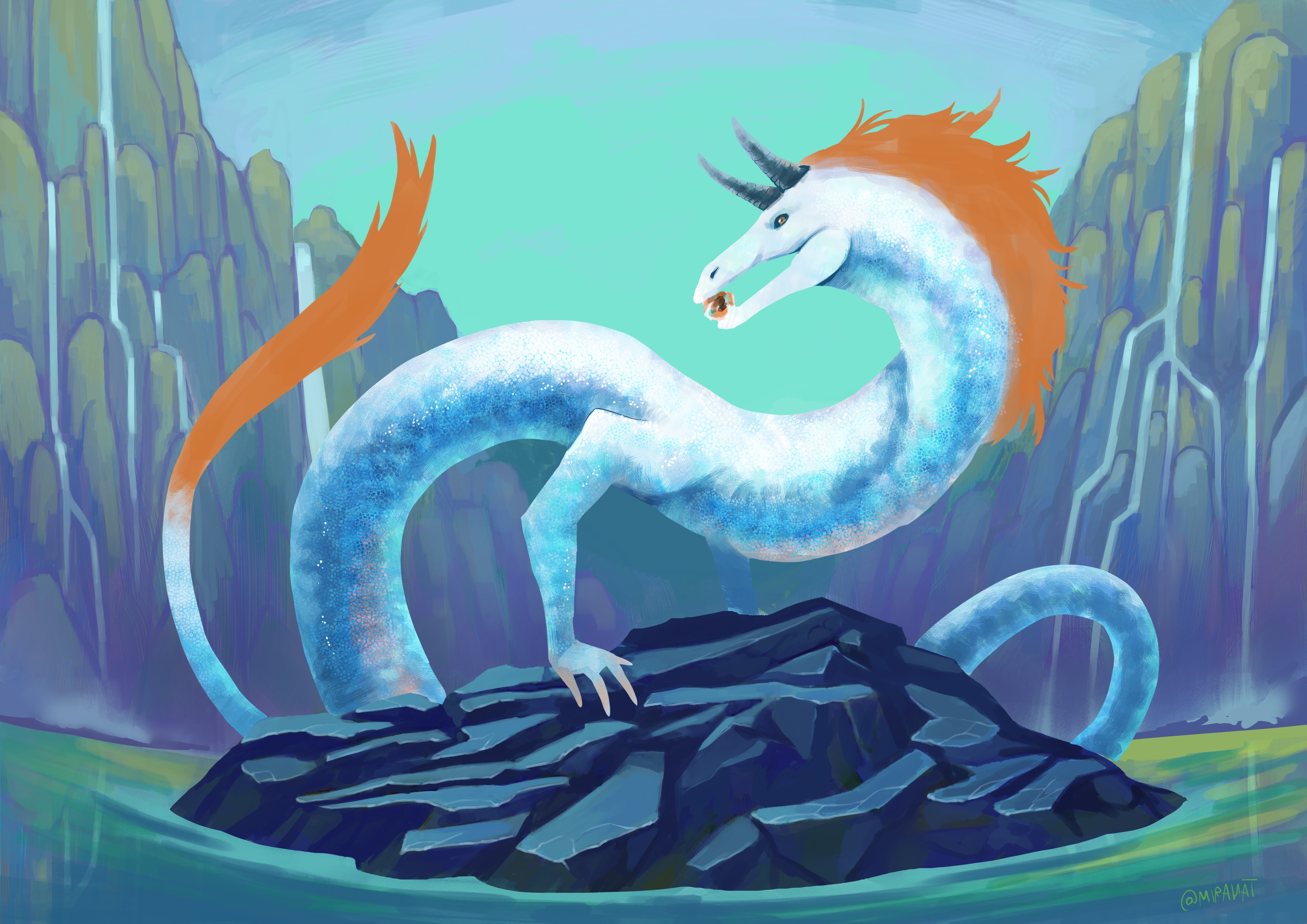 Dragon gardien de cristaux par Mirahat