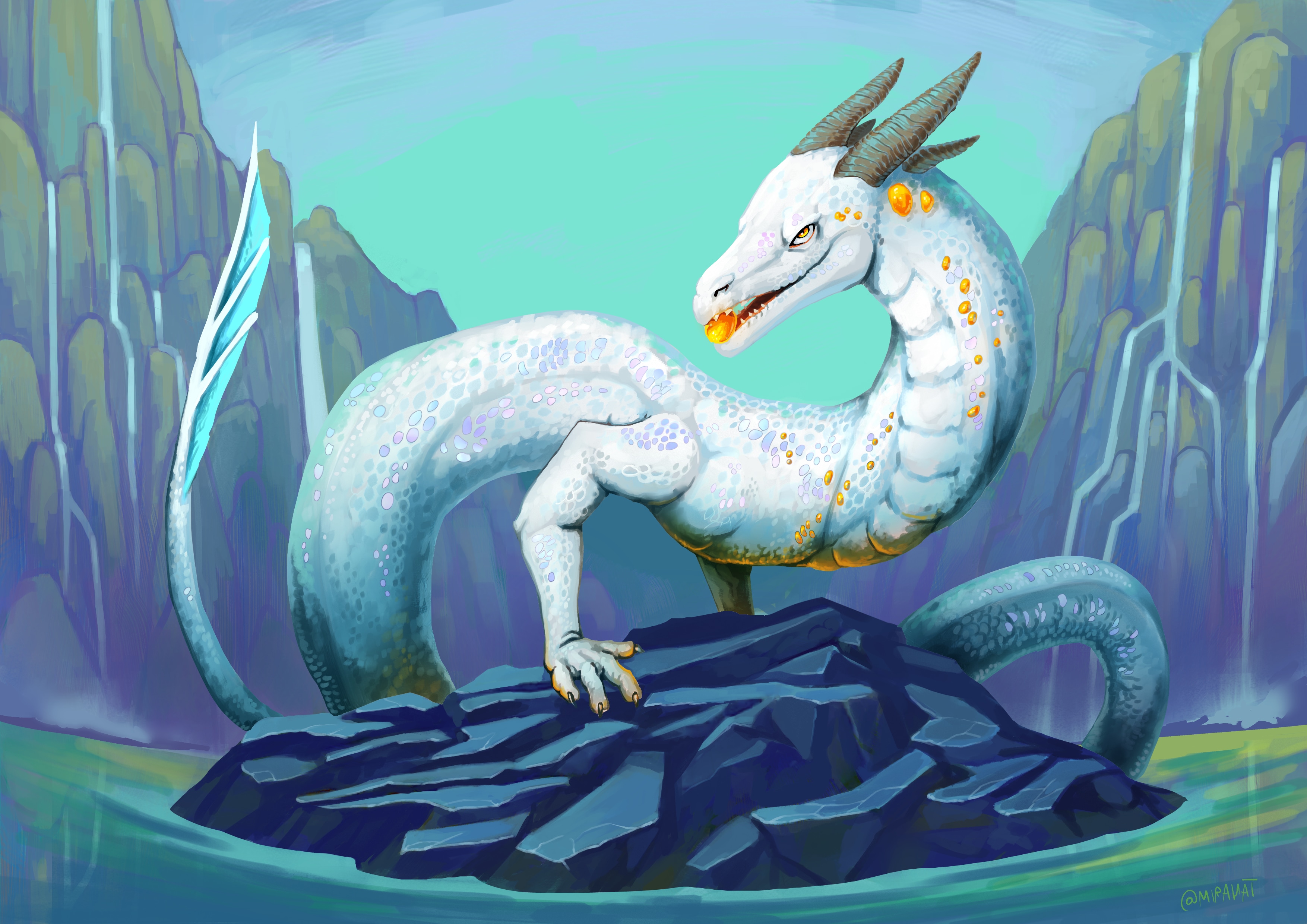 Dragon gardien de cristaux par Mirahat