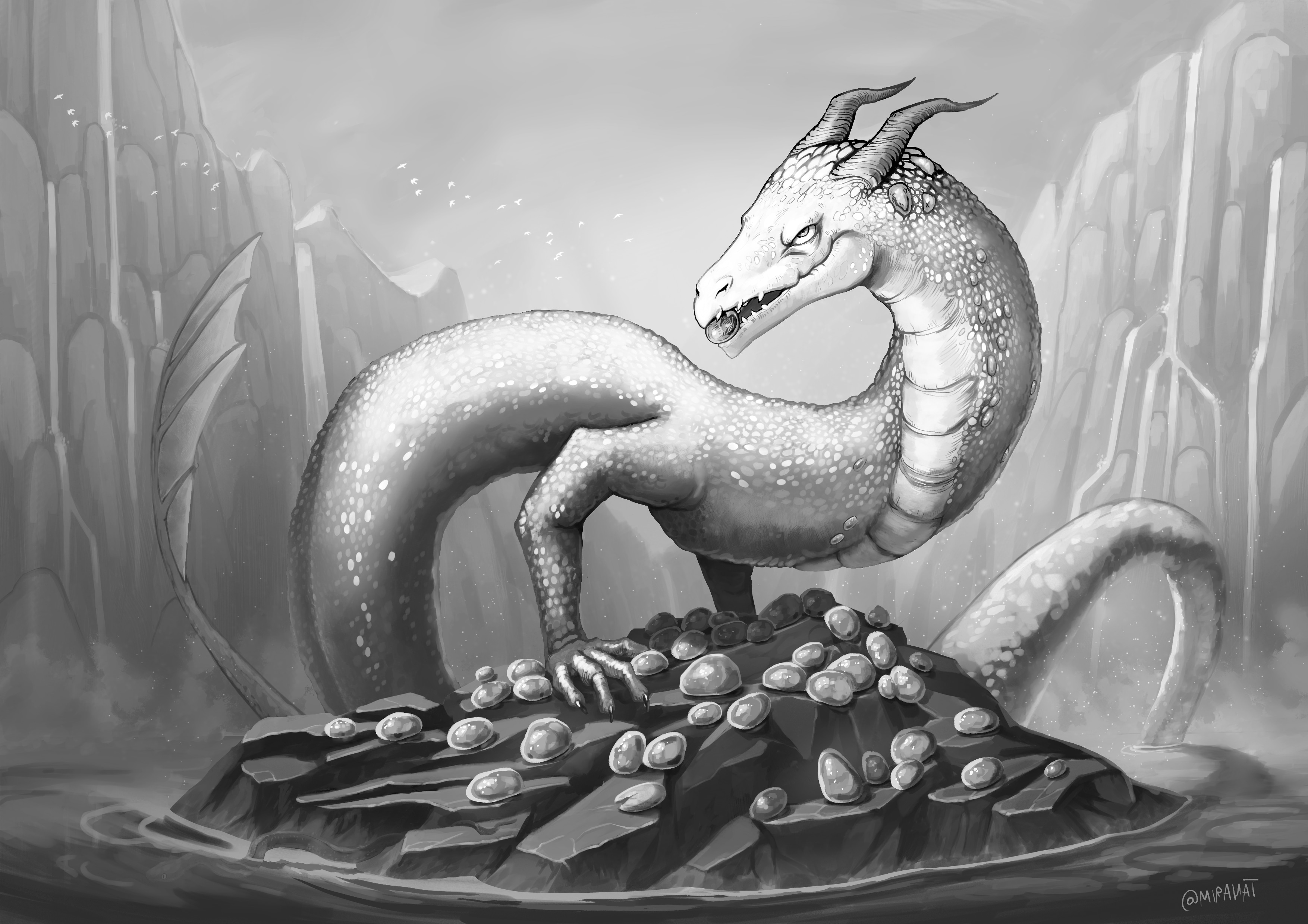 Dragon gardien de cristaux par Mirahat