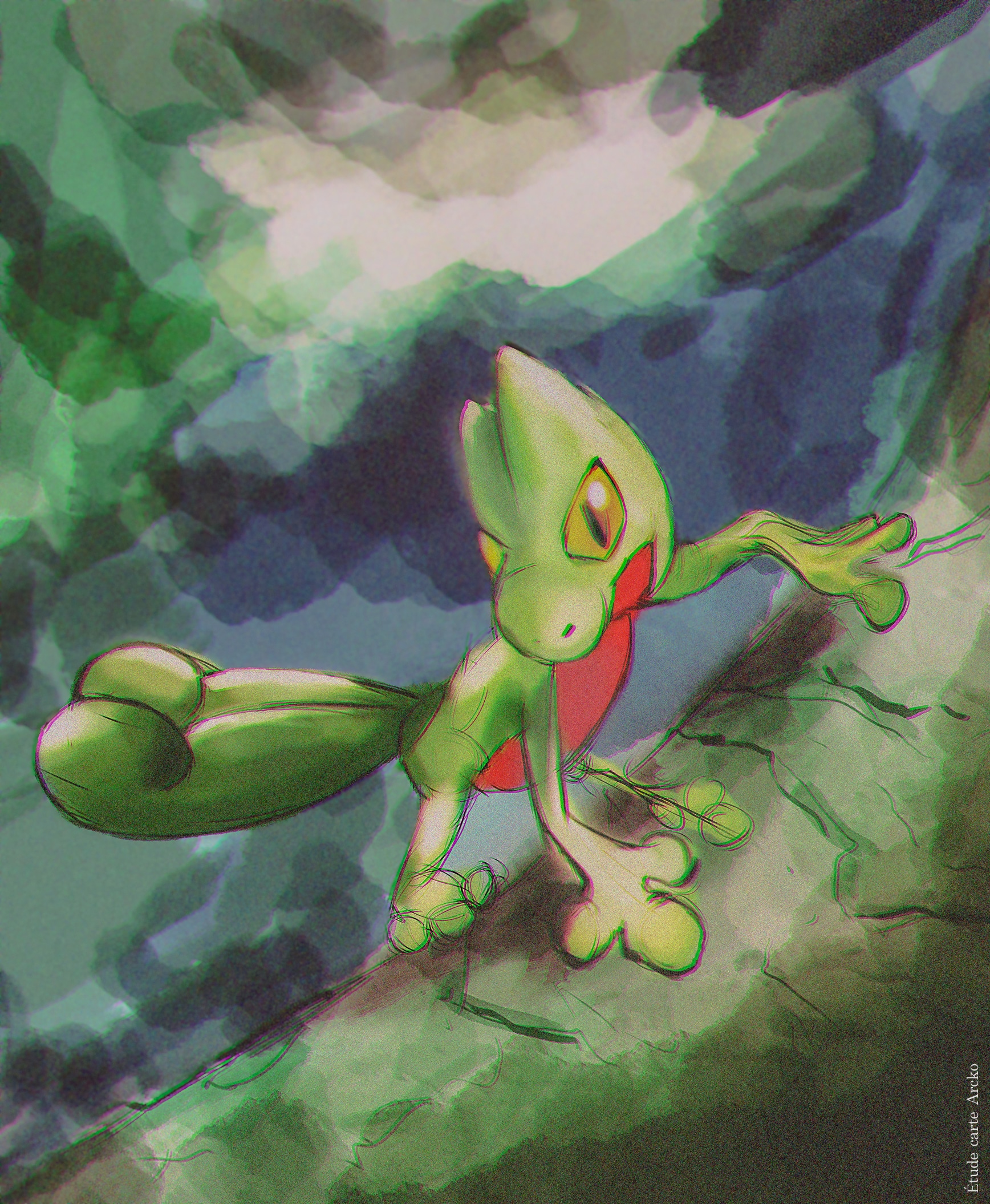Étude carte pokémon arcko par Séquoia