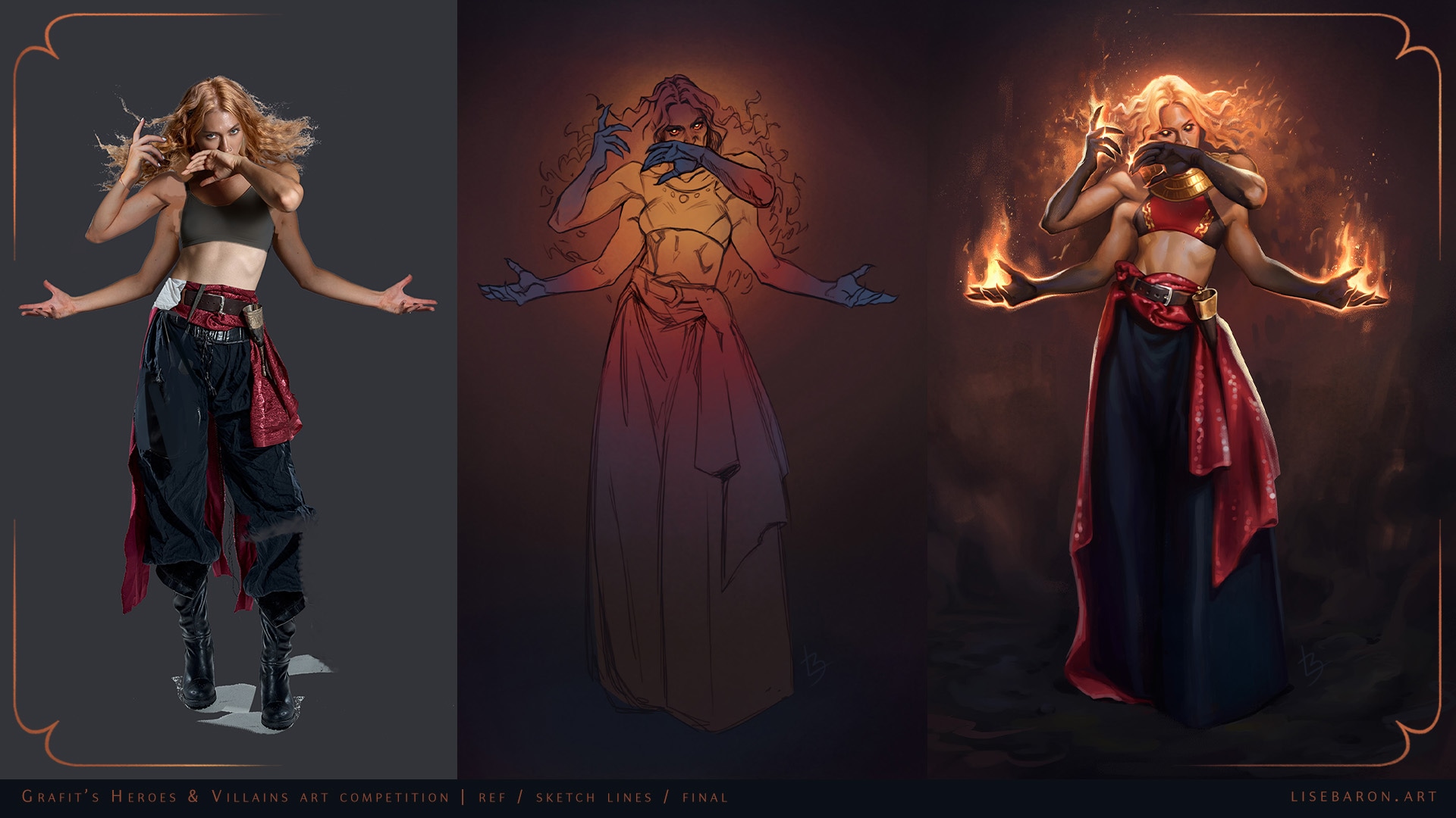 Fire mage • Grafit Studio's "Heroes & Villains" Art Contest par lise