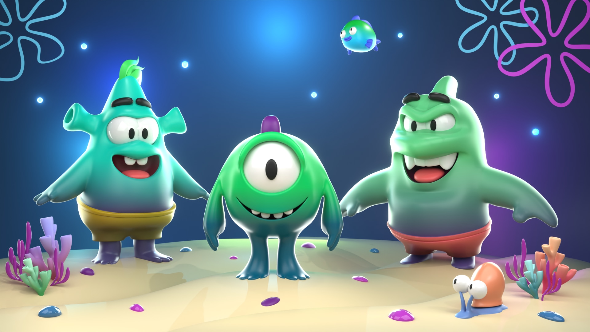 Créatures Marines Cartoon Modélisation 3D Blender par Vany