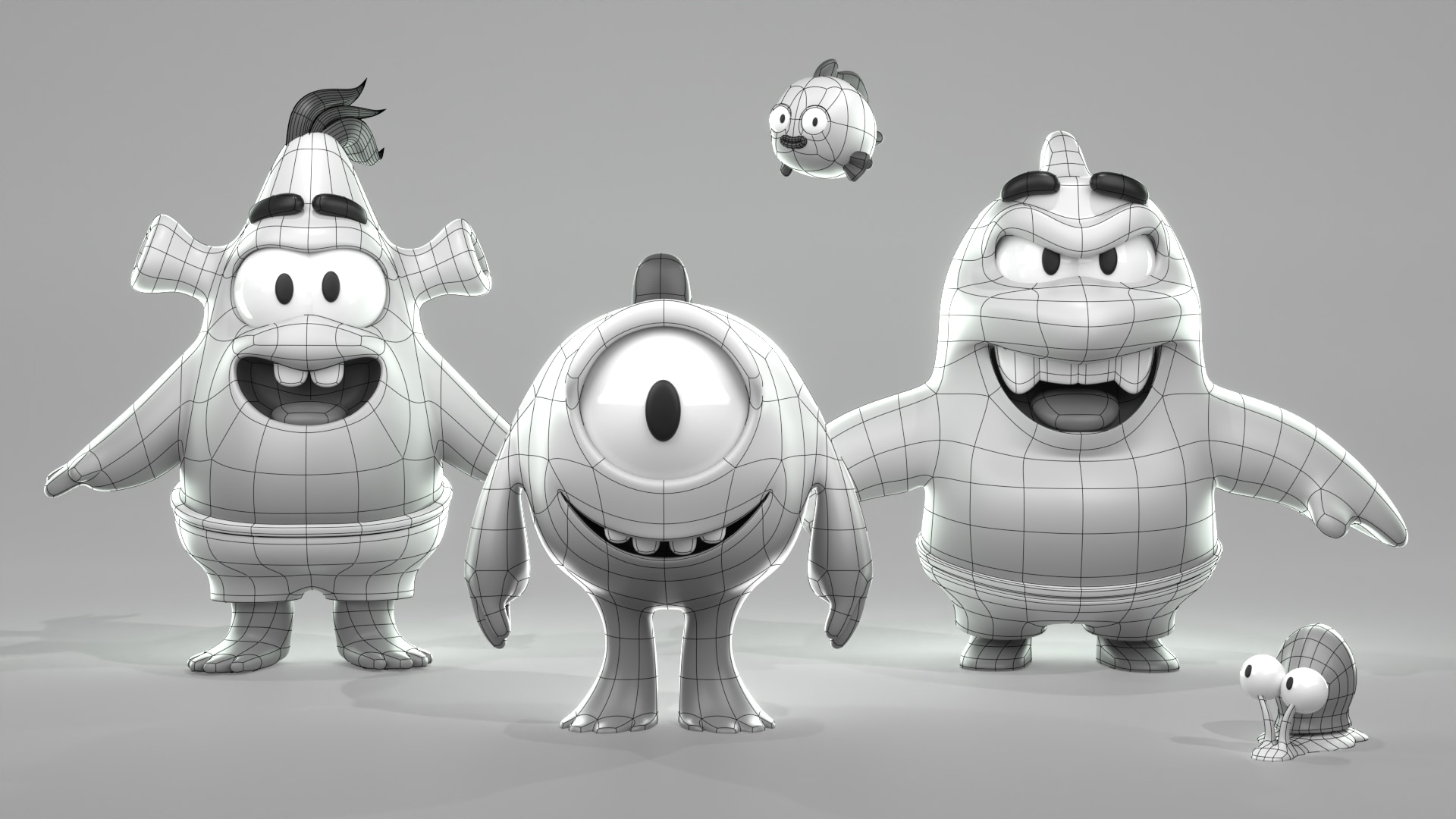 Créatures Marines Cartoon Modélisation 3D Blender par Vany