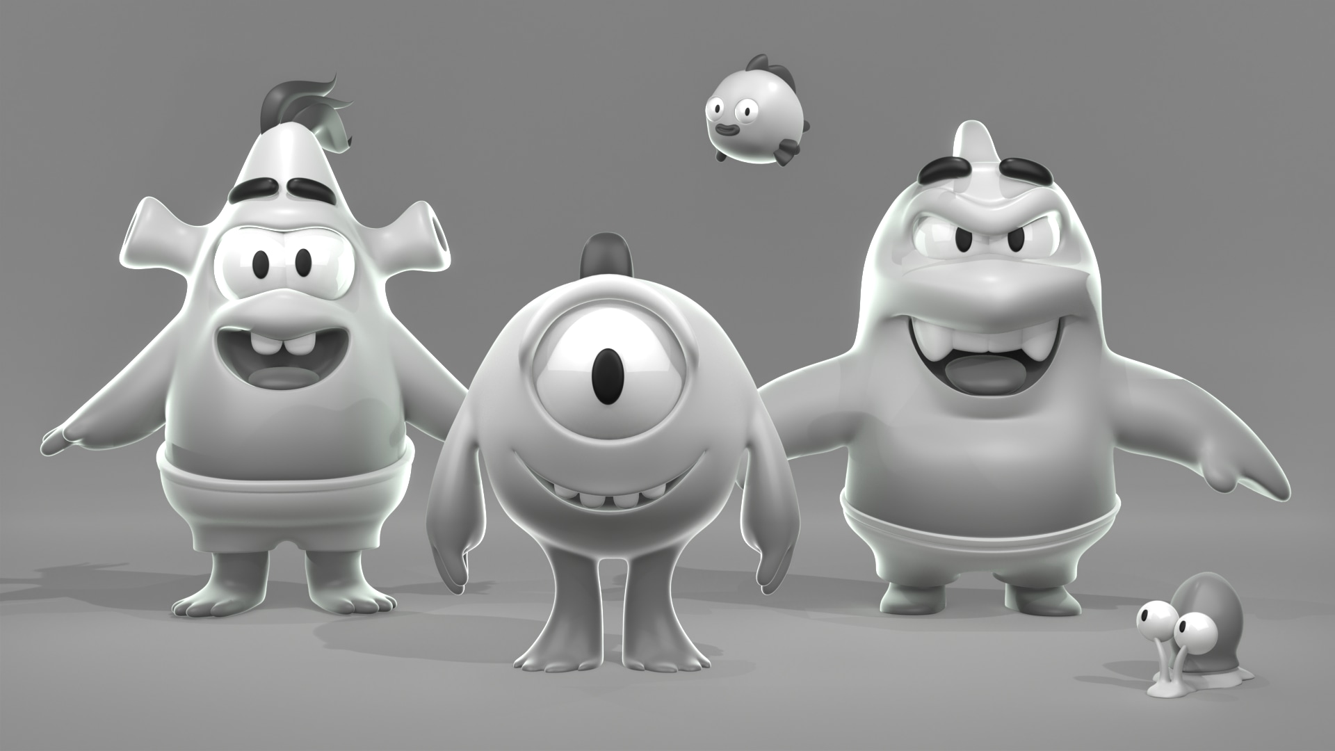 Créatures Marines Cartoon Modélisation 3D Blender par Vany