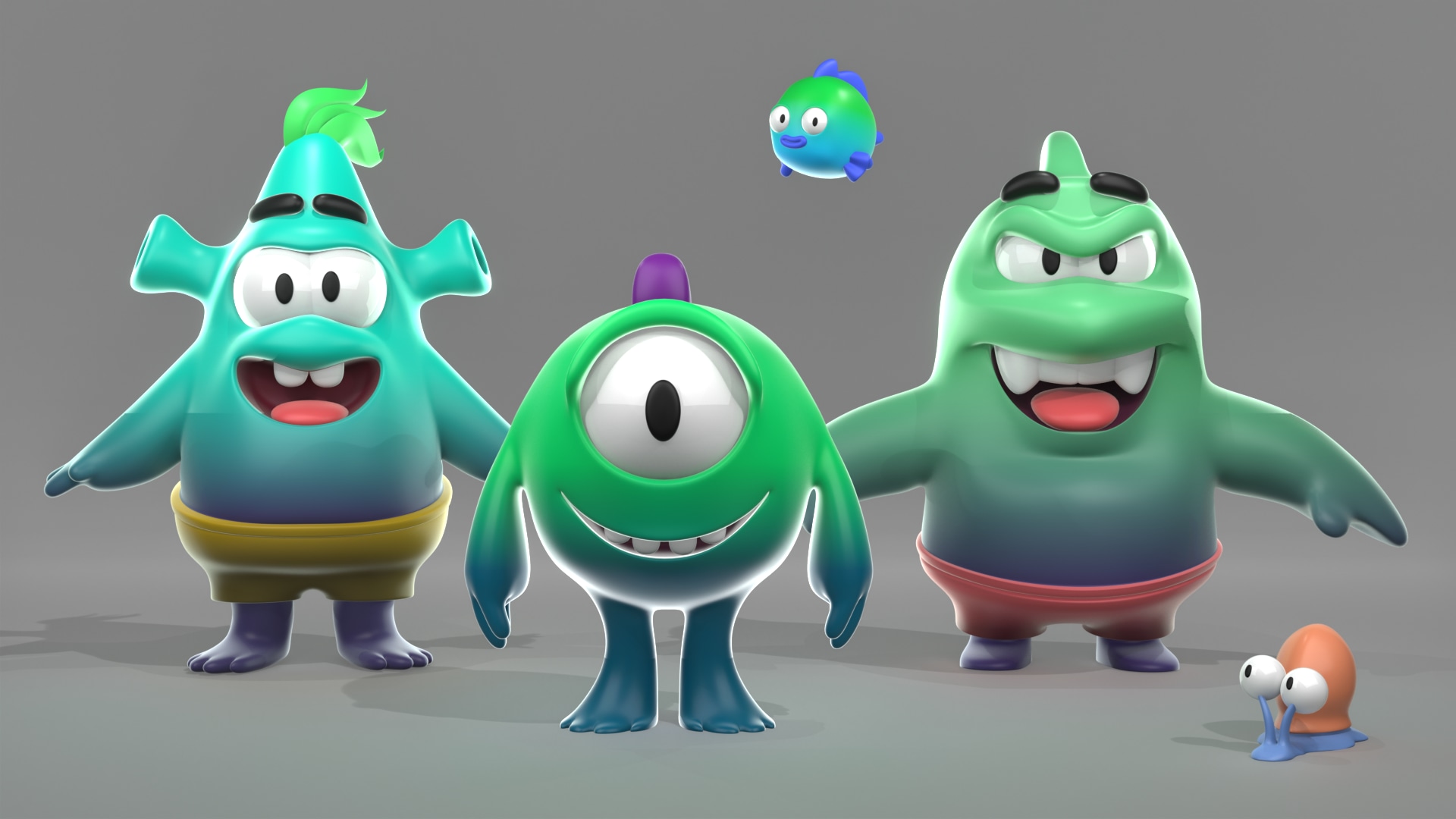 Créatures Marines Cartoon Modélisation 3D Blender par Vany