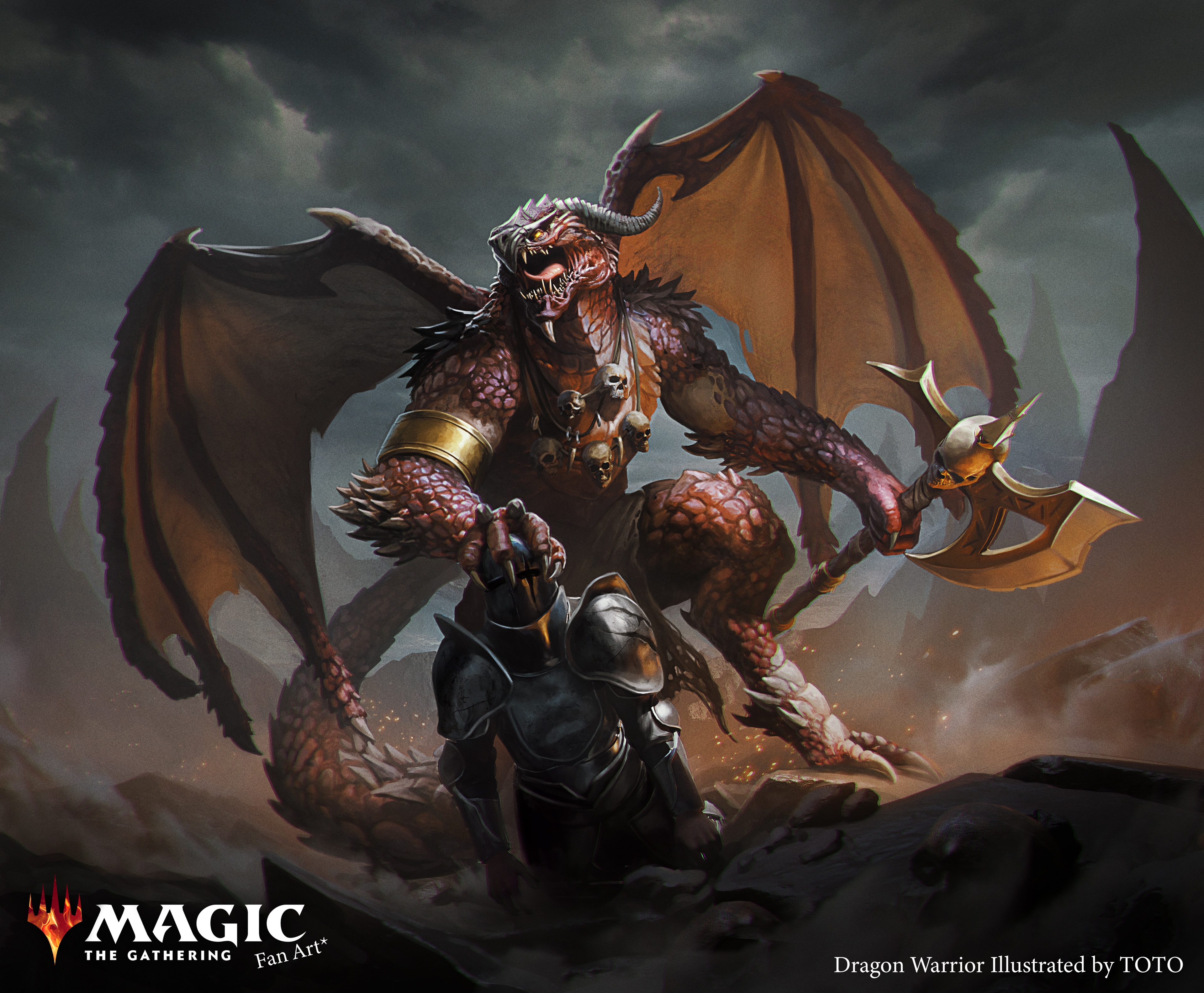 Guerrier Dragon - Magic The Gathering Fan Art- Art Test DPM par Toto