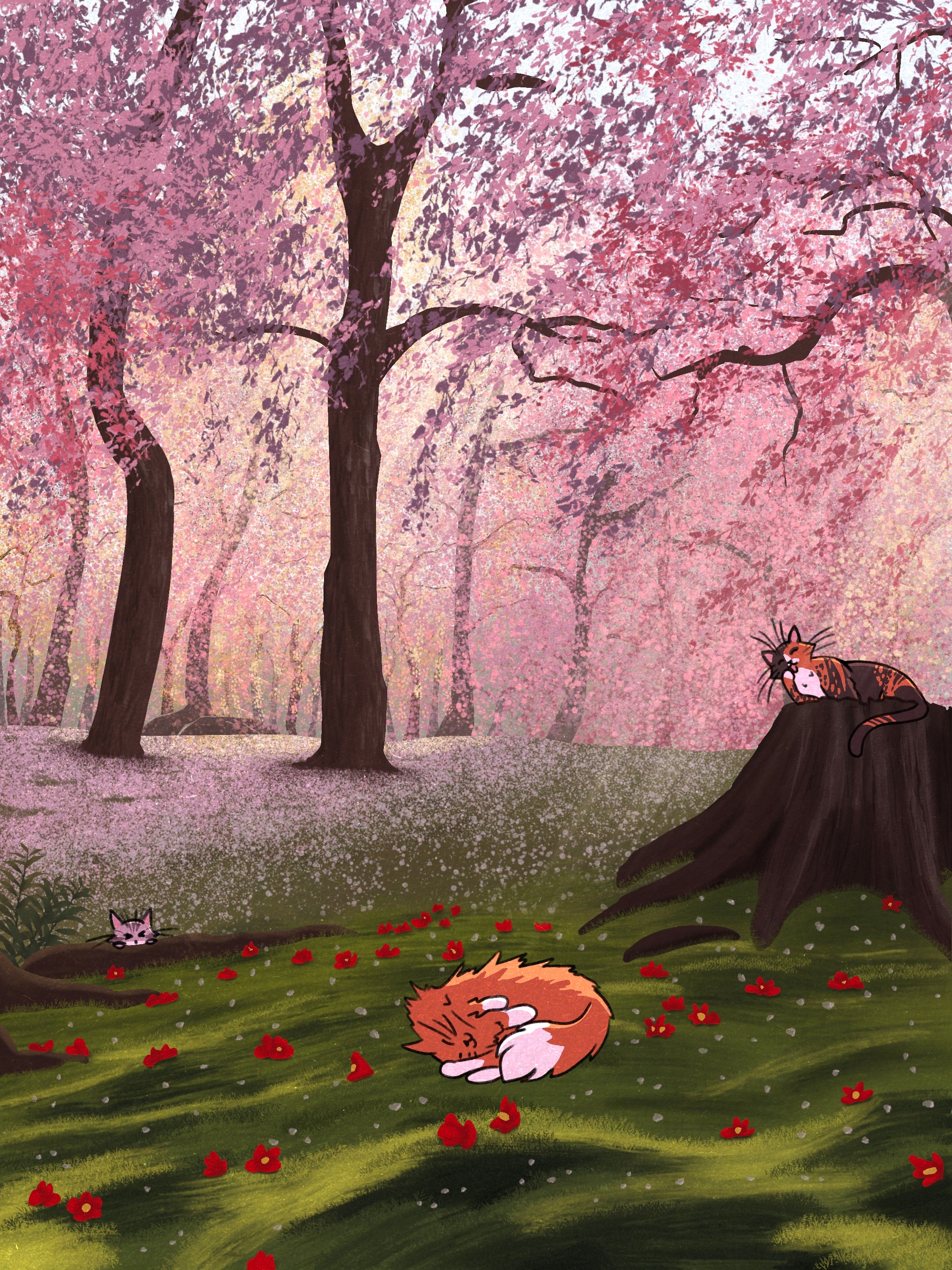 Chats sous les cerisiers par camilova16