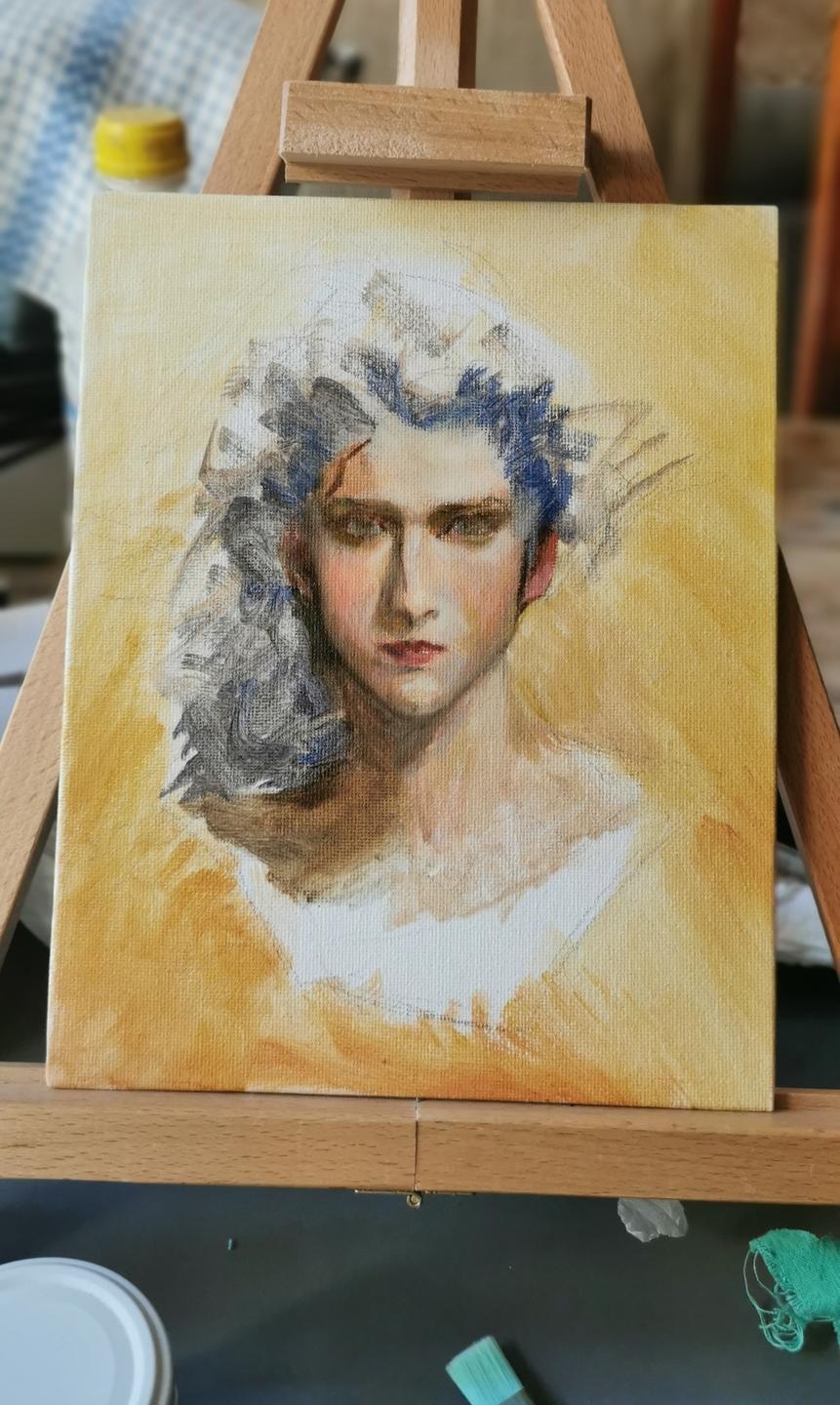 Portrait peinture huile WIP par otsoa